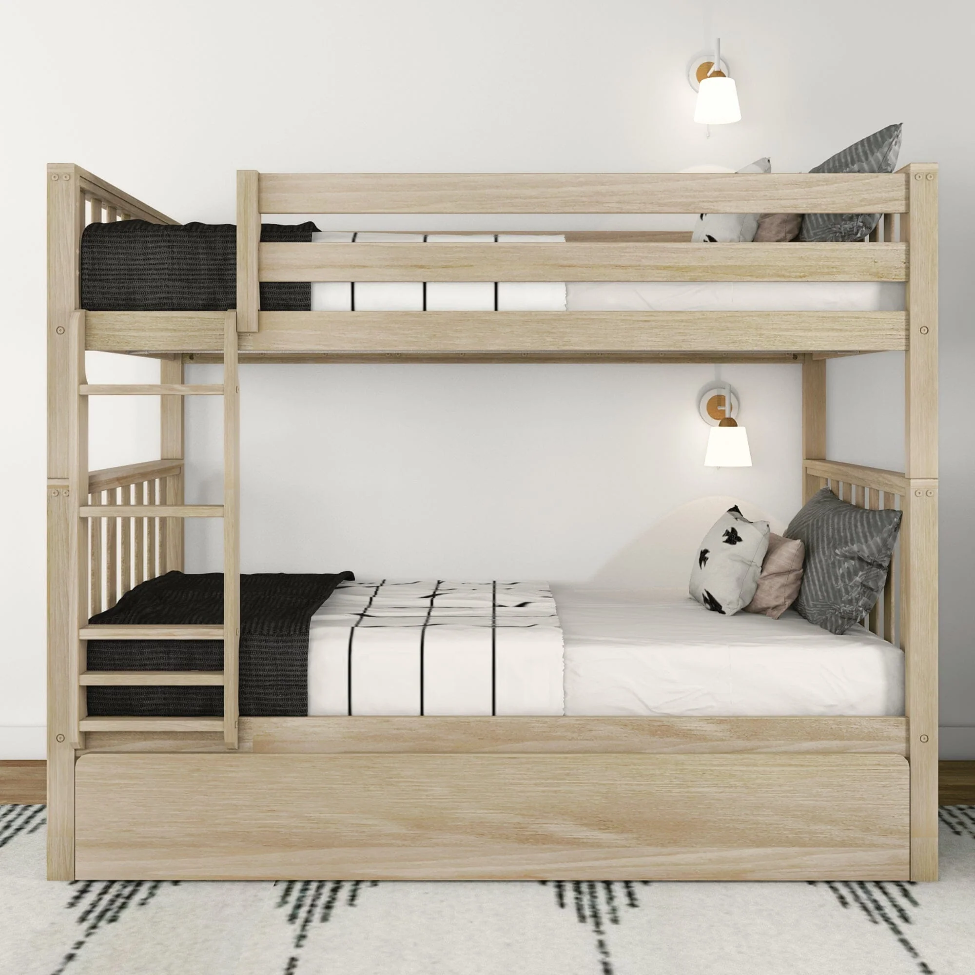 Scandinavian Twin Over Twin Bunk Bed With Trundle - Image 6