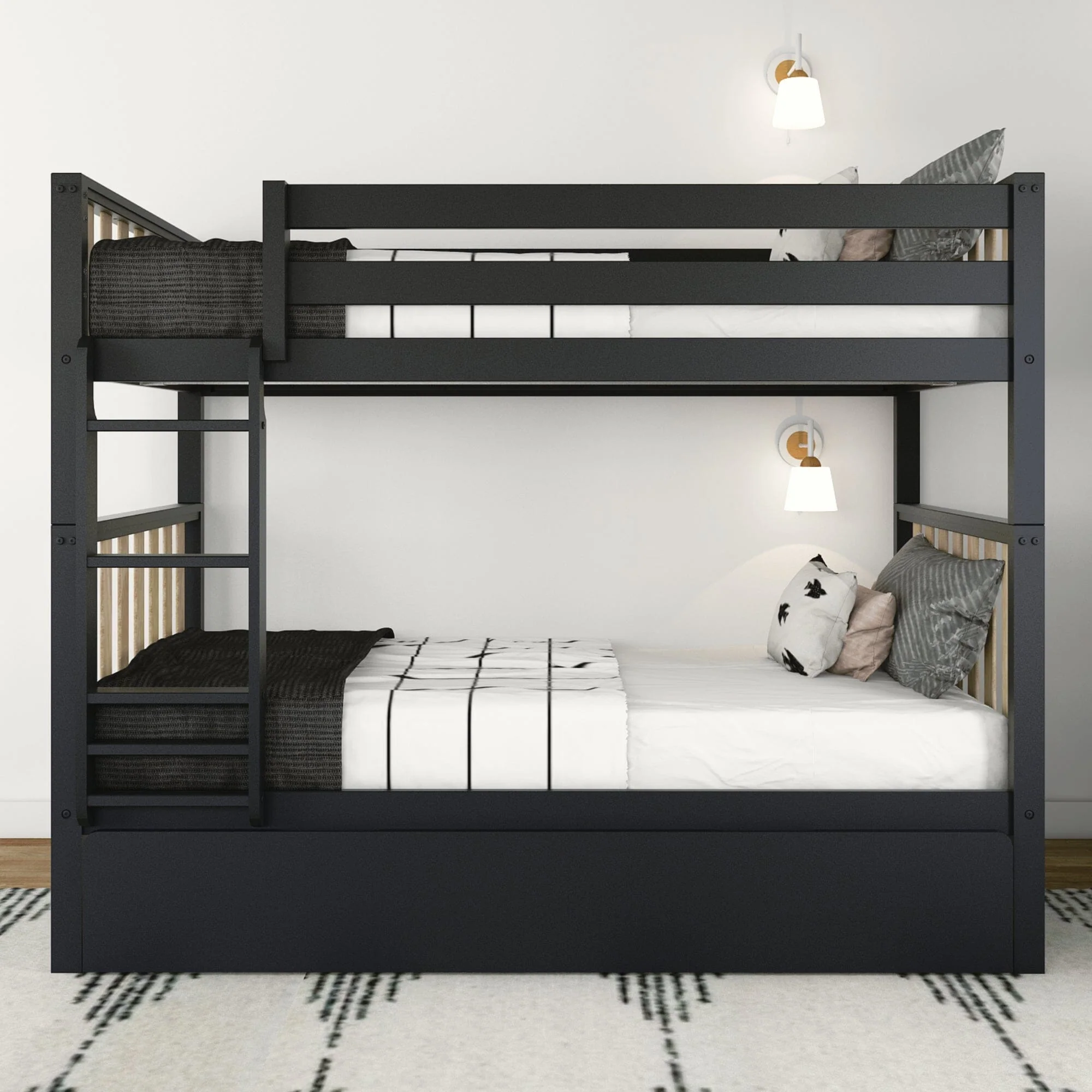 Scandinavian Twin Over Twin Bunk Bed With Trundle - Image 8