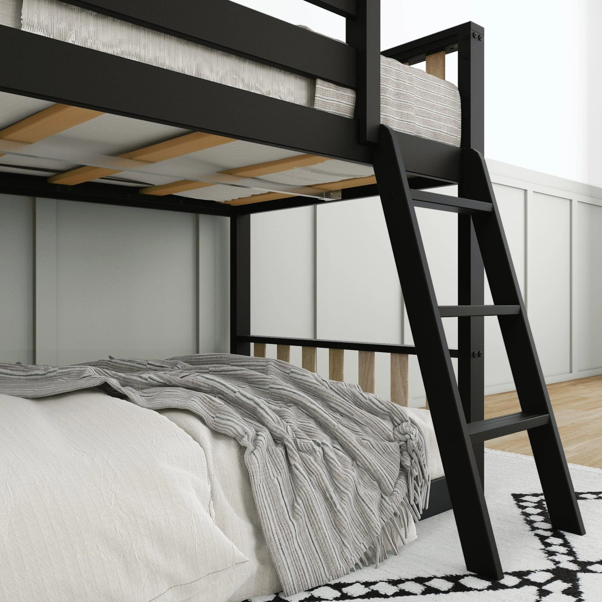 Scandinavian Twin Over Twin Low Bunk Bed - Image 20