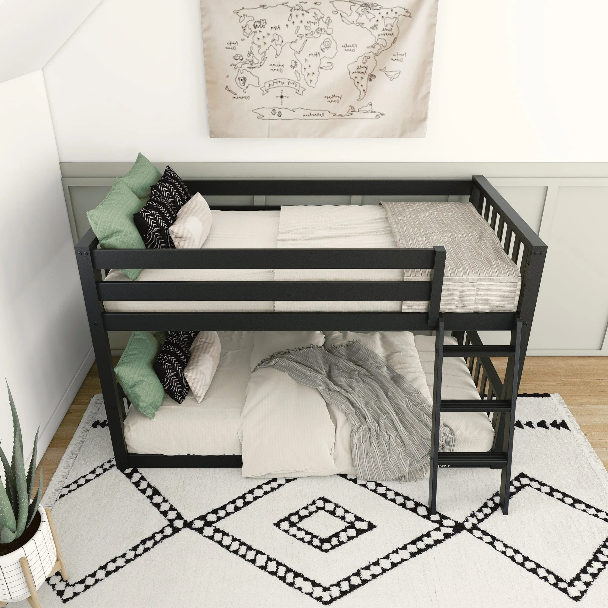 Scandinavian Twin Over Twin Low Bunk Bed - Image 23