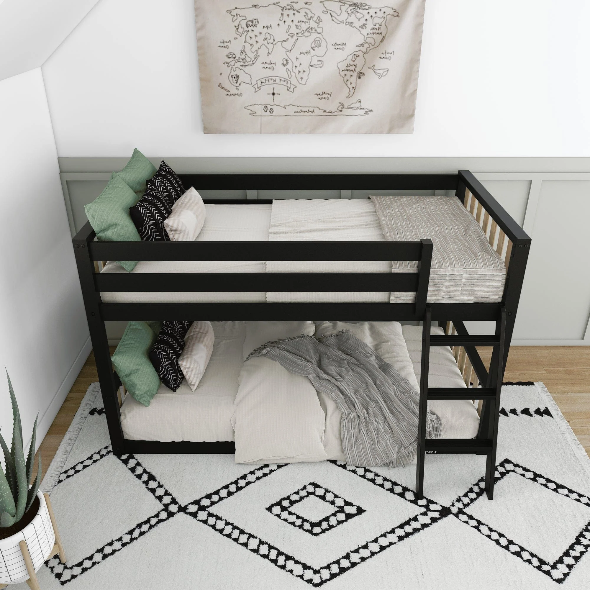 Scandinavian Twin Over Twin Low Bunk Bed - Image 24