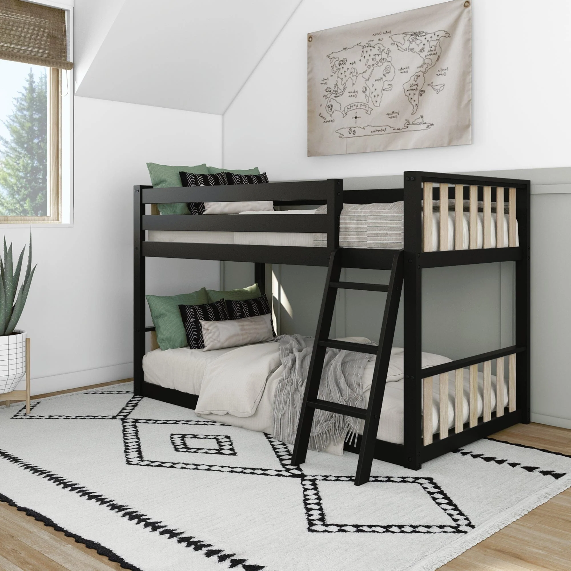 Scandinavian Twin Over Twin Low Bunk Bed - Image 6
