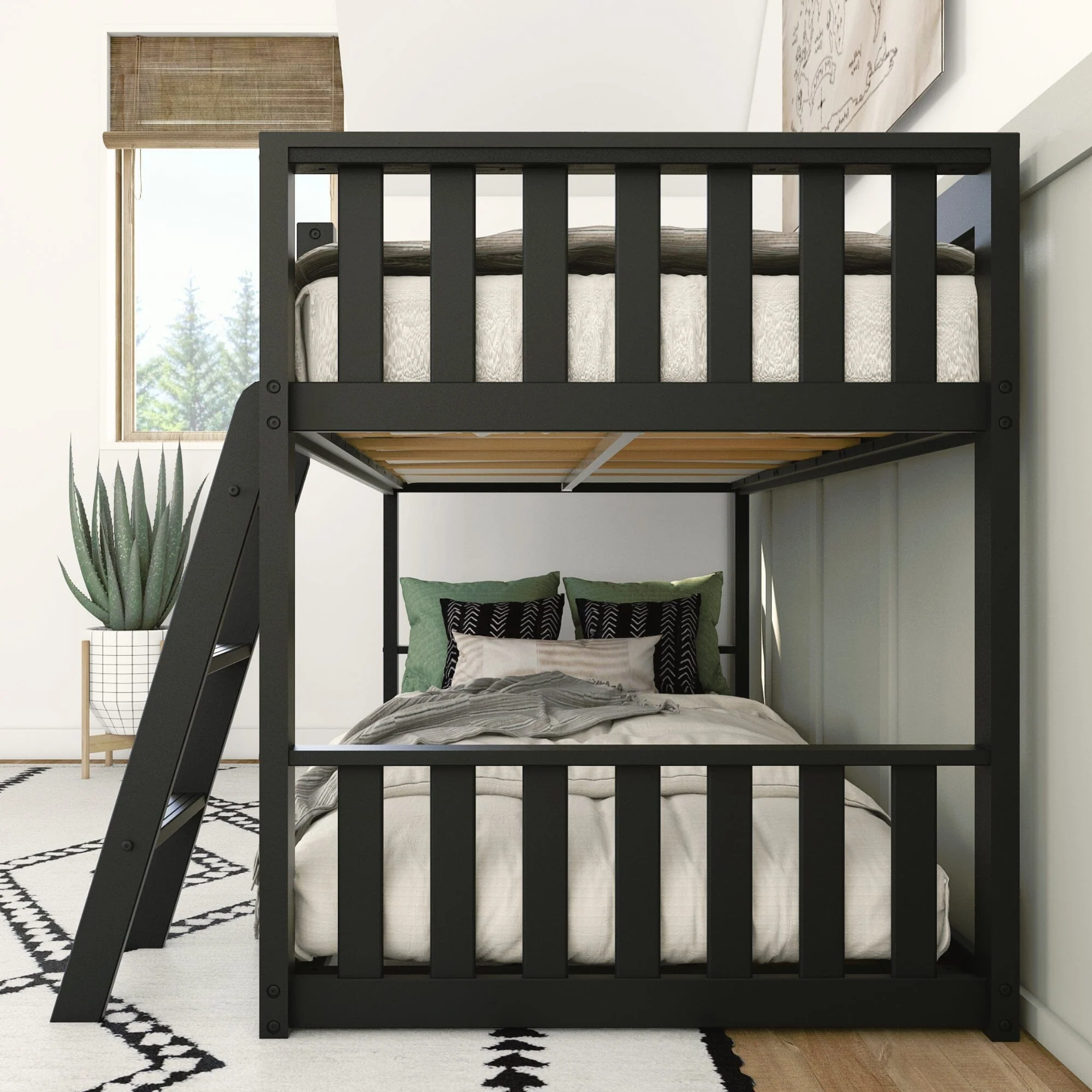Scandinavian Twin Over Twin Low Bunk Bed - Image 8