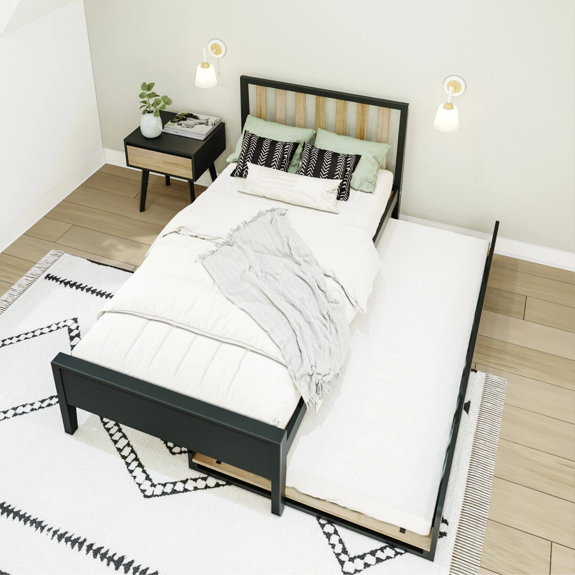 Scandinavian Twin Bed With Trundle - Image 22