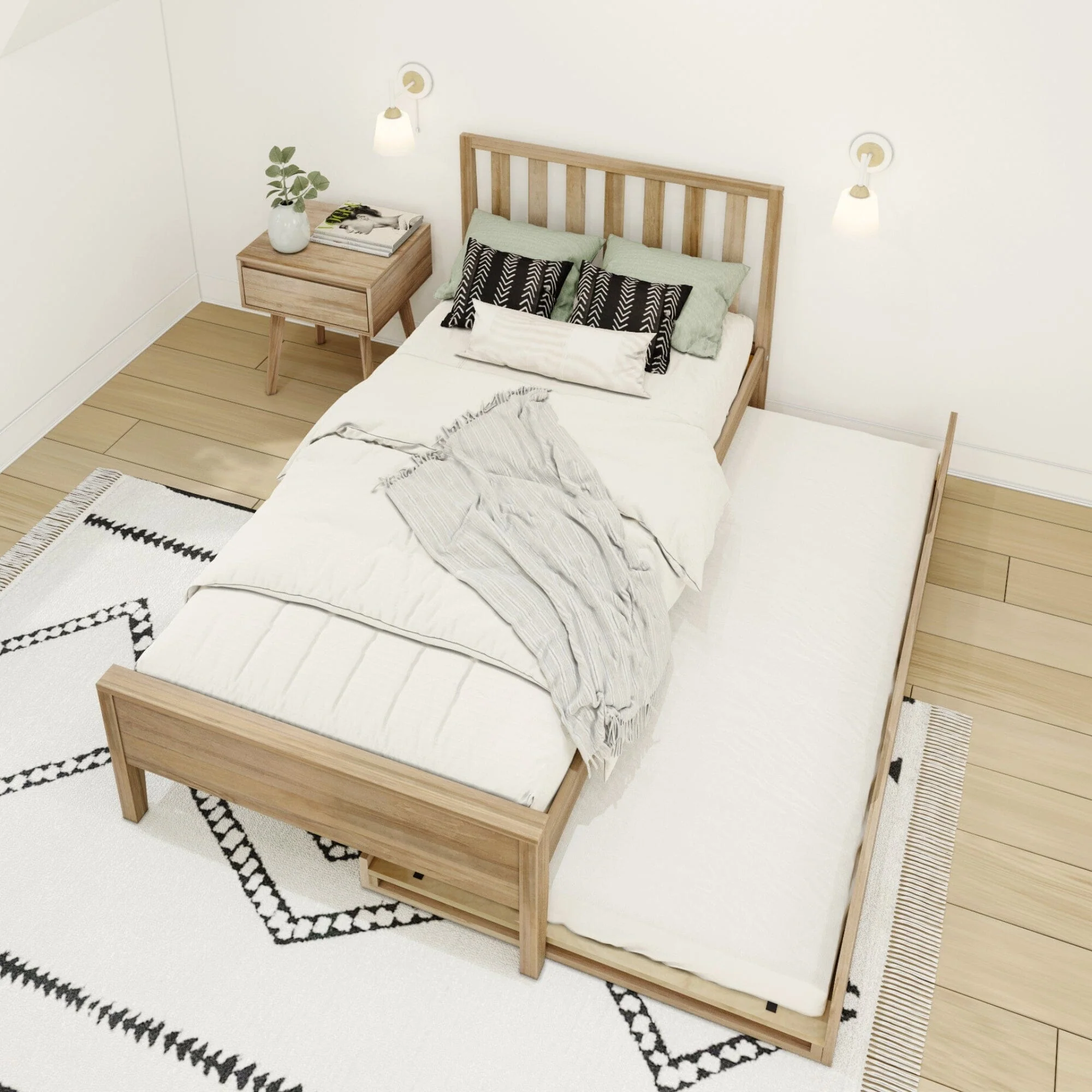 Scandinavian Twin Bed With Trundle - Image 23