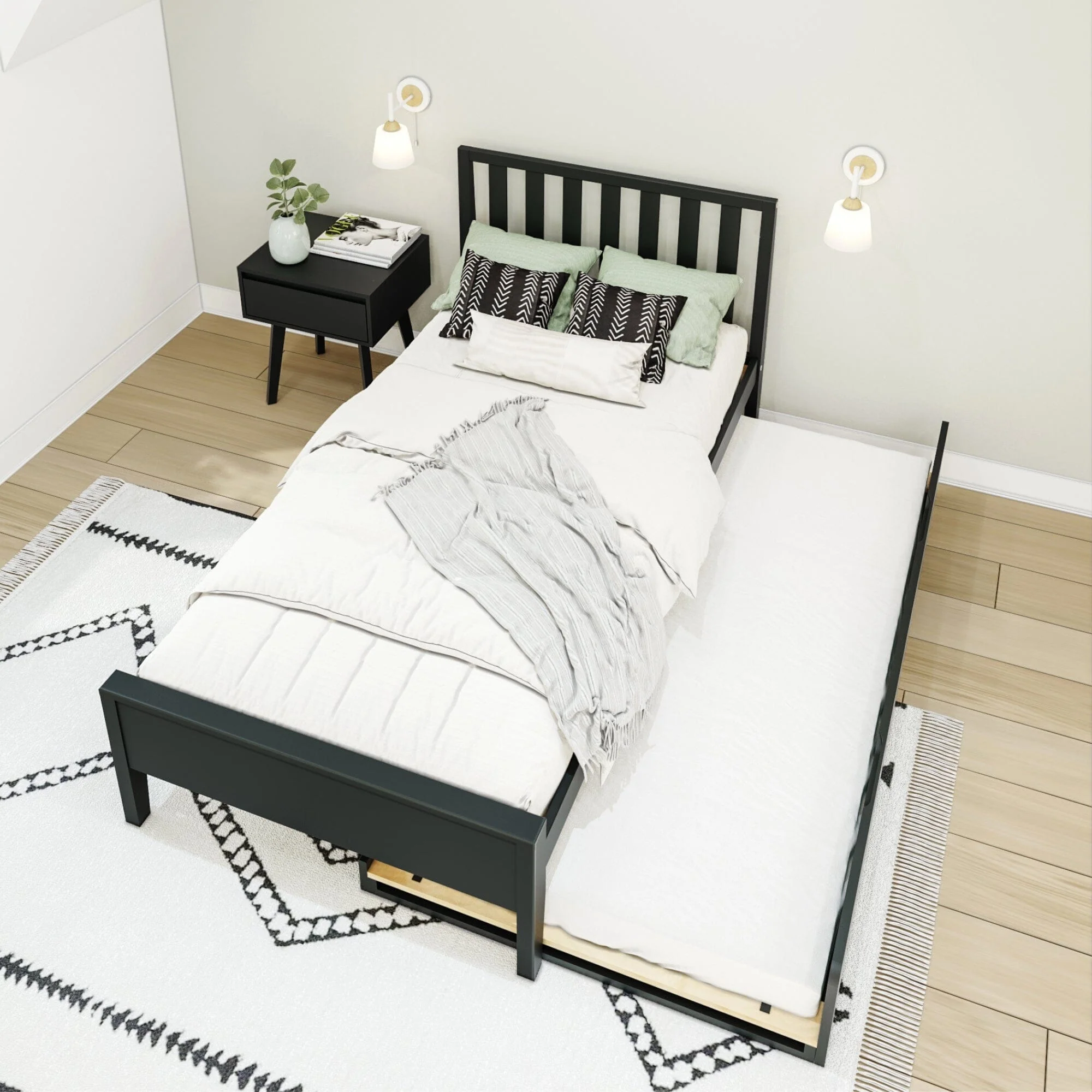Scandinavian Twin Bed With Trundle - Image 24