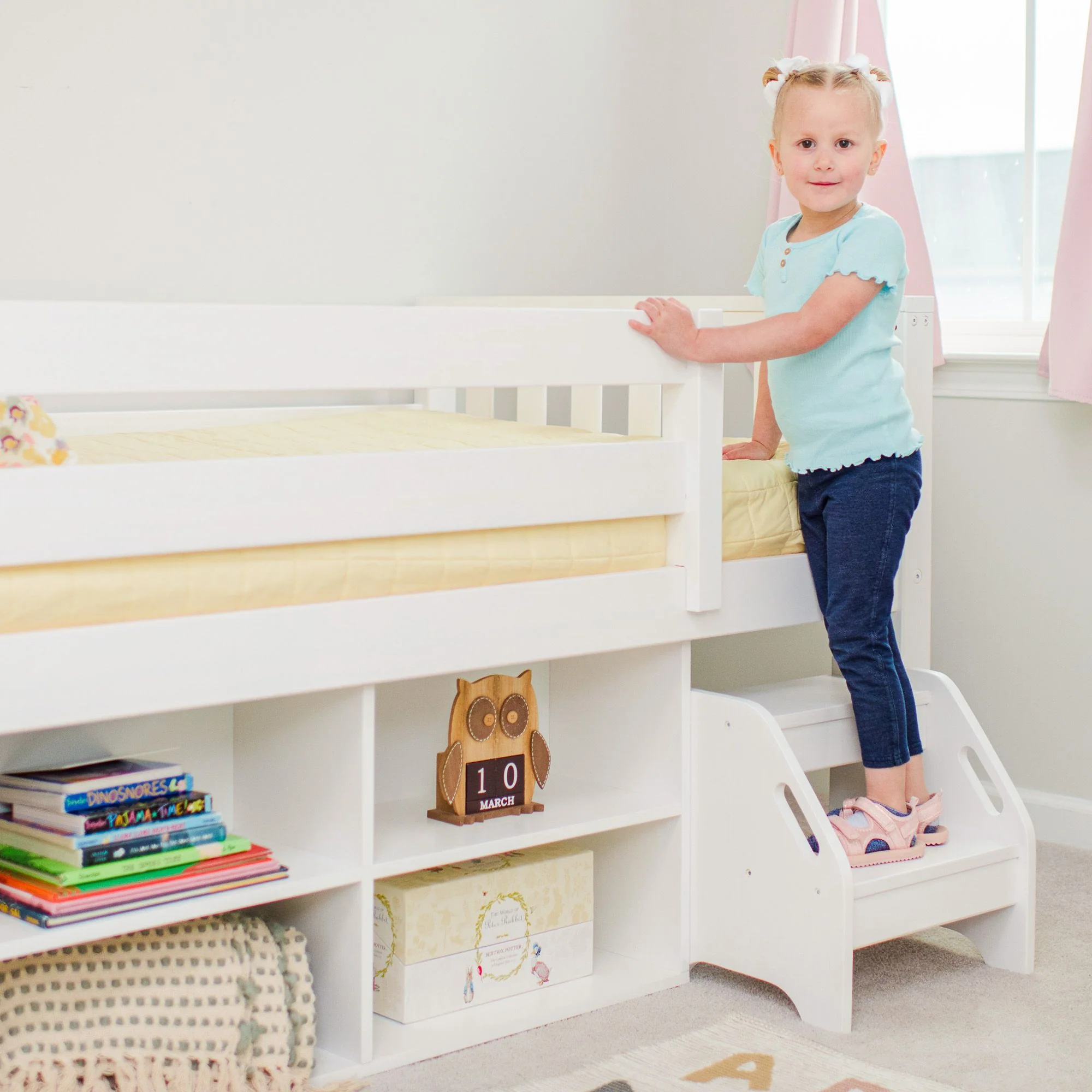 Soren Twin Ultra Low Loft Bed With Bookcase - Image 17