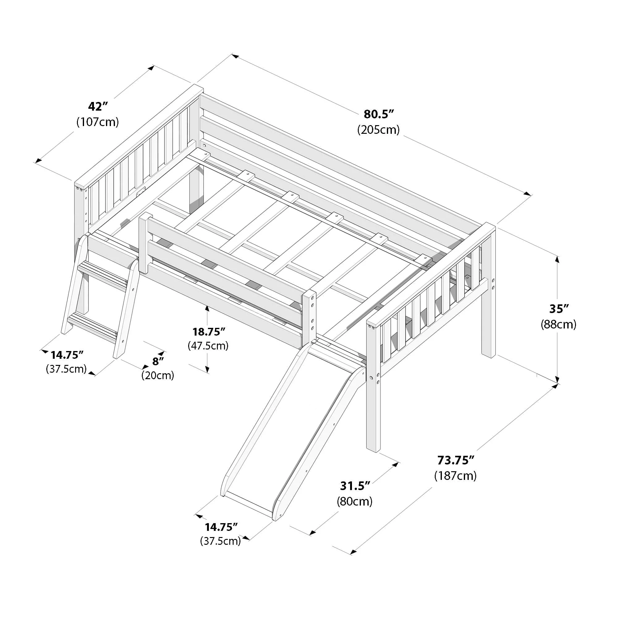 Soren Ultra Low Loft Bed With Slide - Image 18