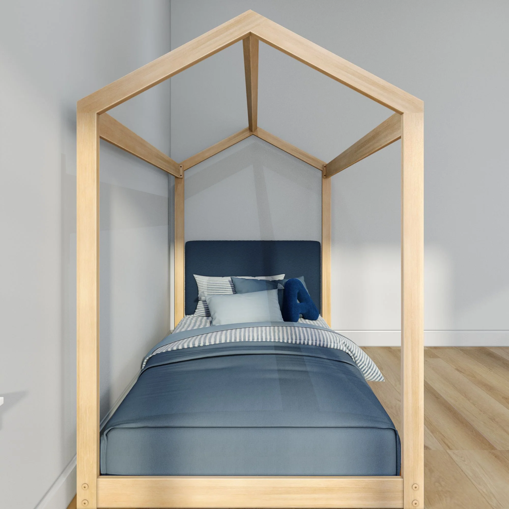 Twin House Bed With Floating Headboard - Image 18