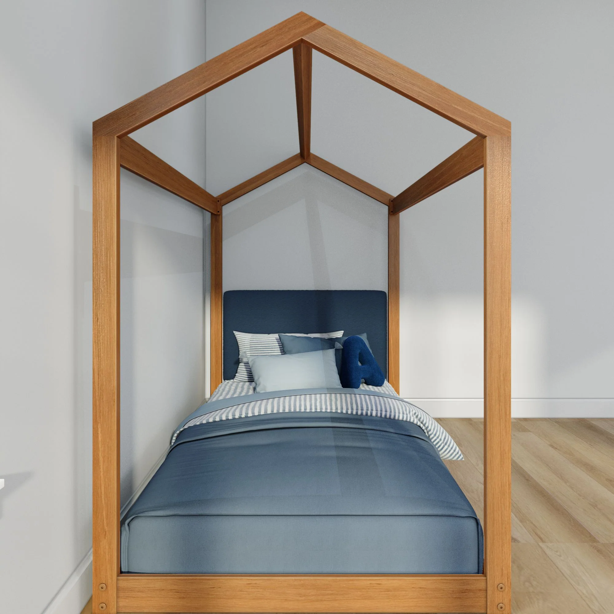 Twin House Bed With Floating Headboard - Image 24