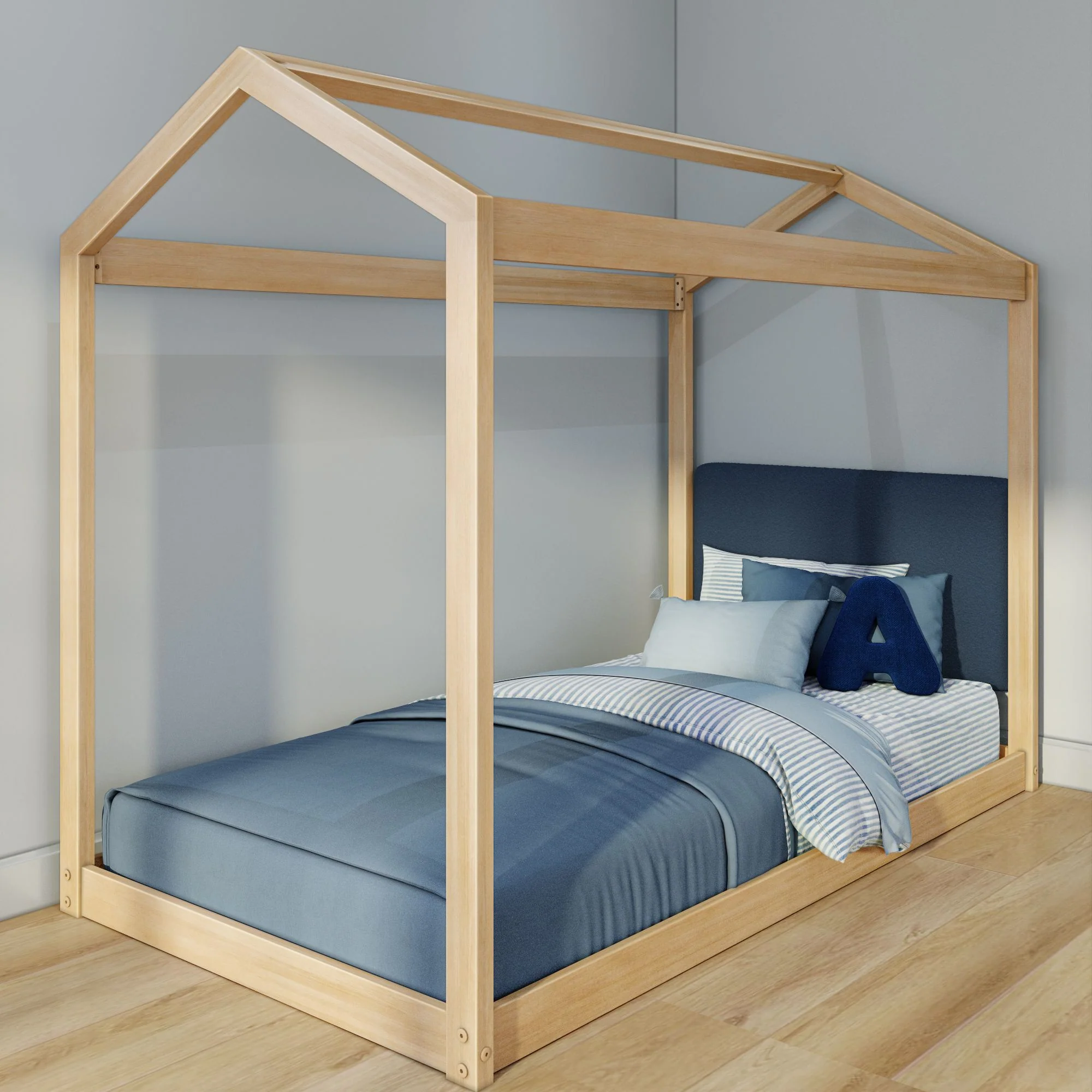 Twin House Bed With Floating Headboard - Image 6