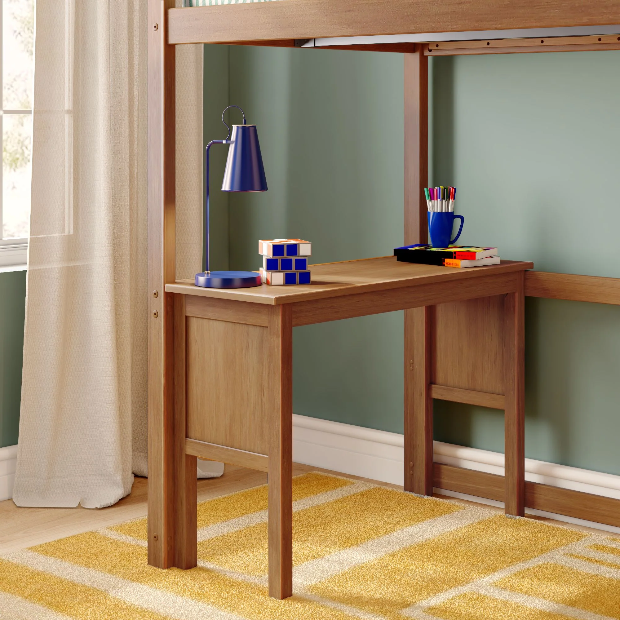 Twin Loft Bed With Desk & Ladder On End - Image 13