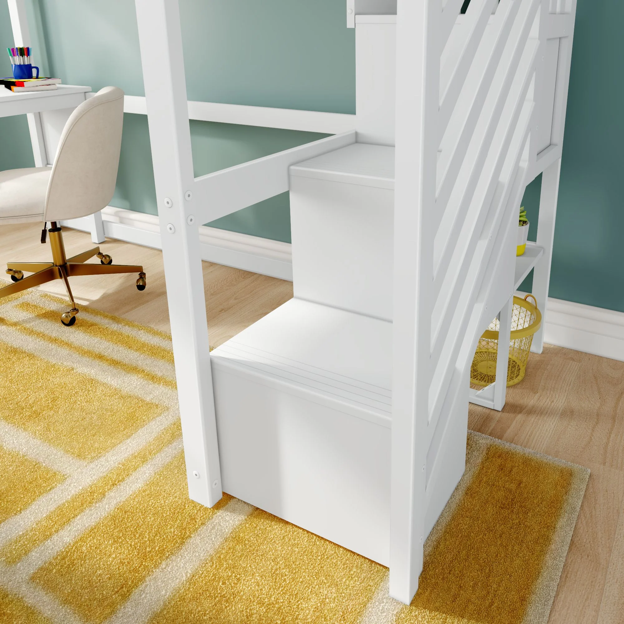 Twin Loft Bed With Desk & Stairs - Image 10