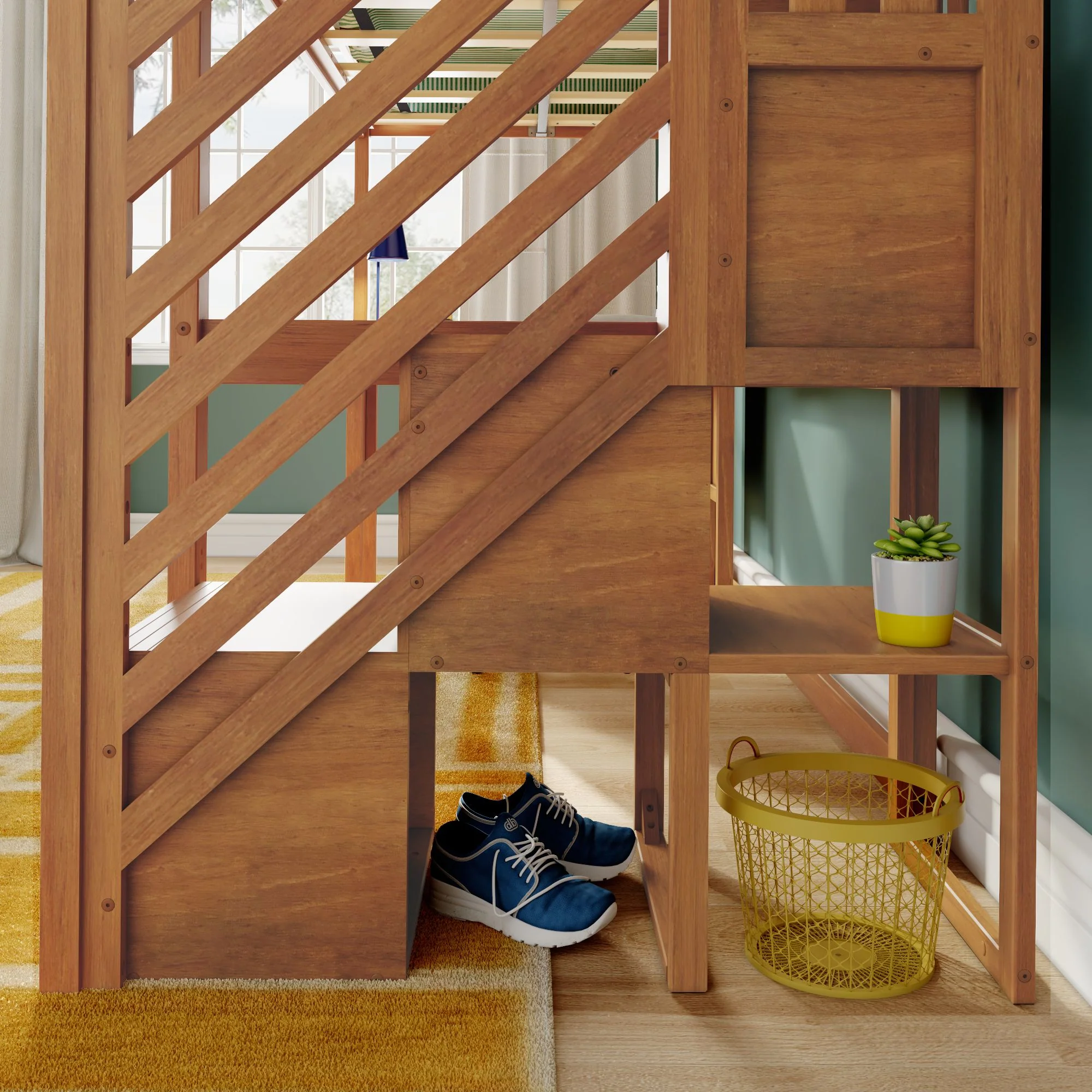Twin Loft Bed With Desk & Stairs - Image 15