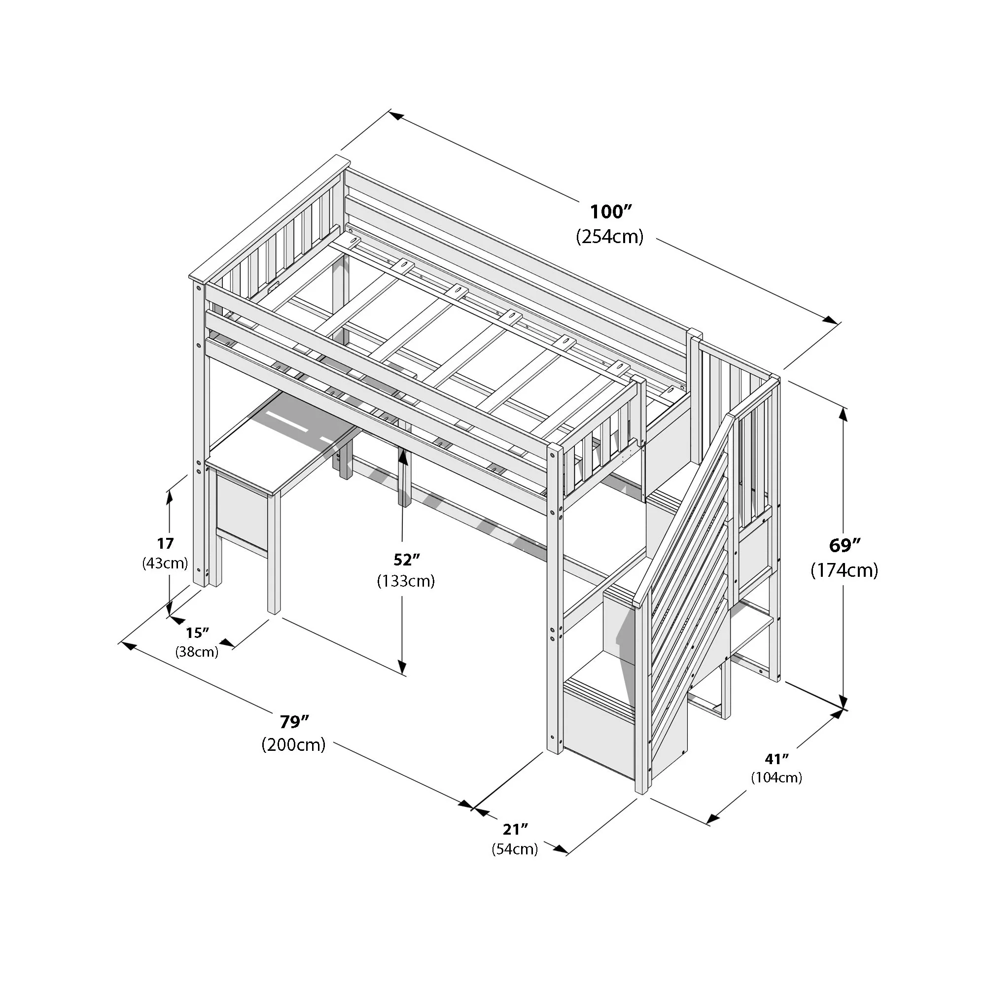 Twin Loft Bed With Desk & Stairs - Image 23
