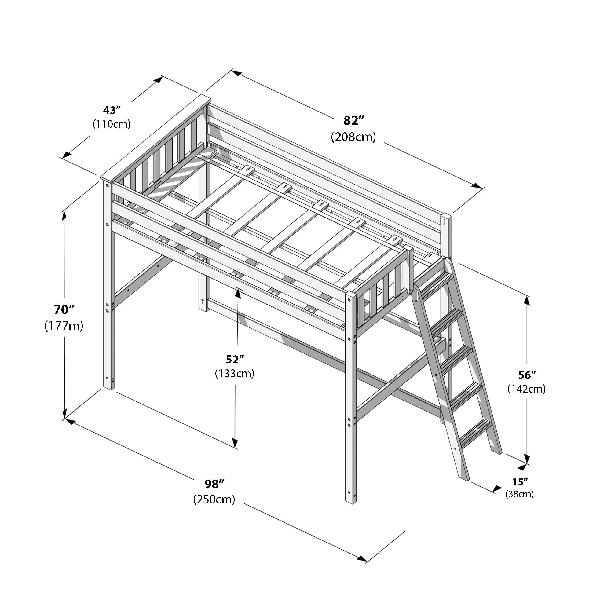 Twin Loft Bed With Ladder on End - Image 29