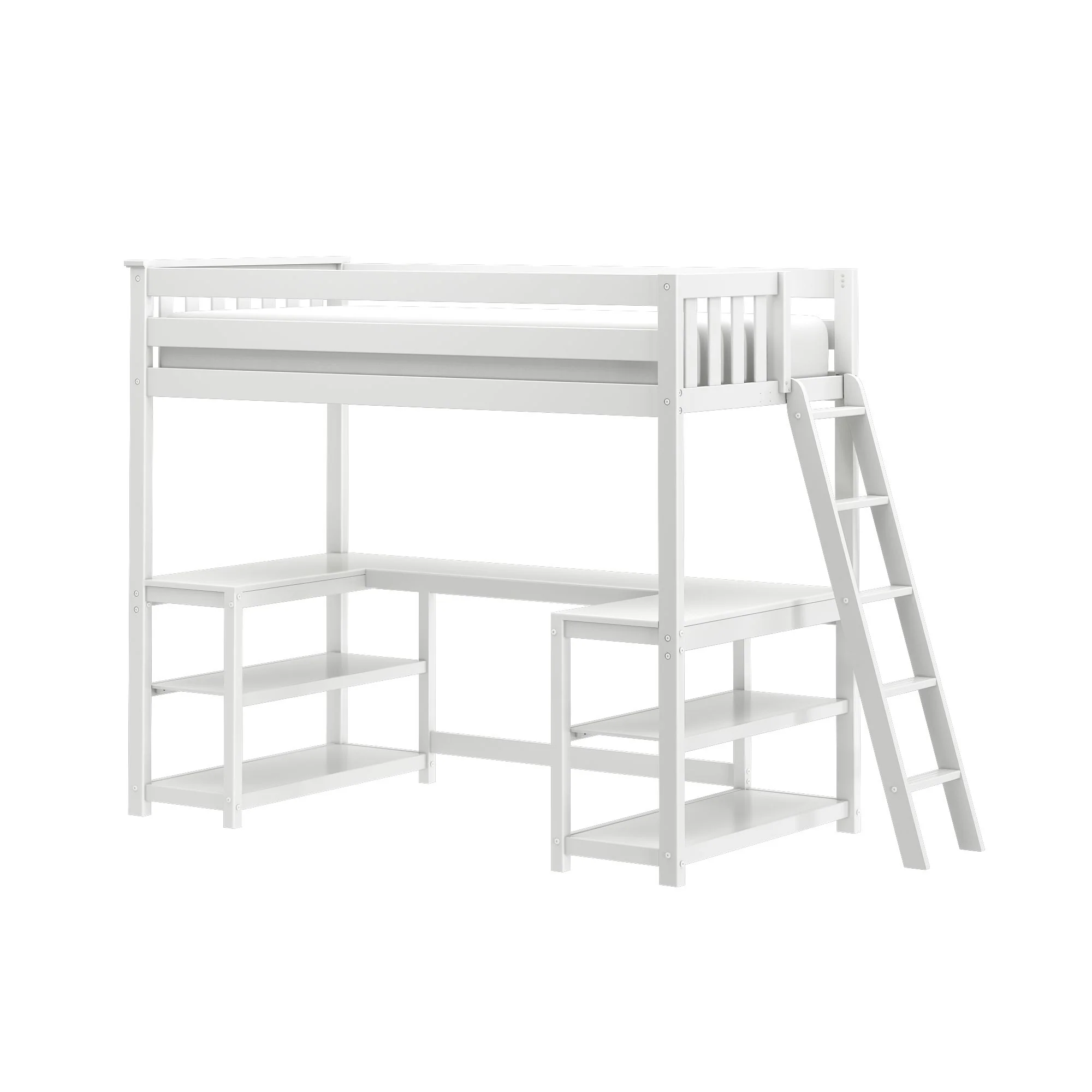 Twin Loft Bed With Wraparound Desk & Ladder On End - Image 3