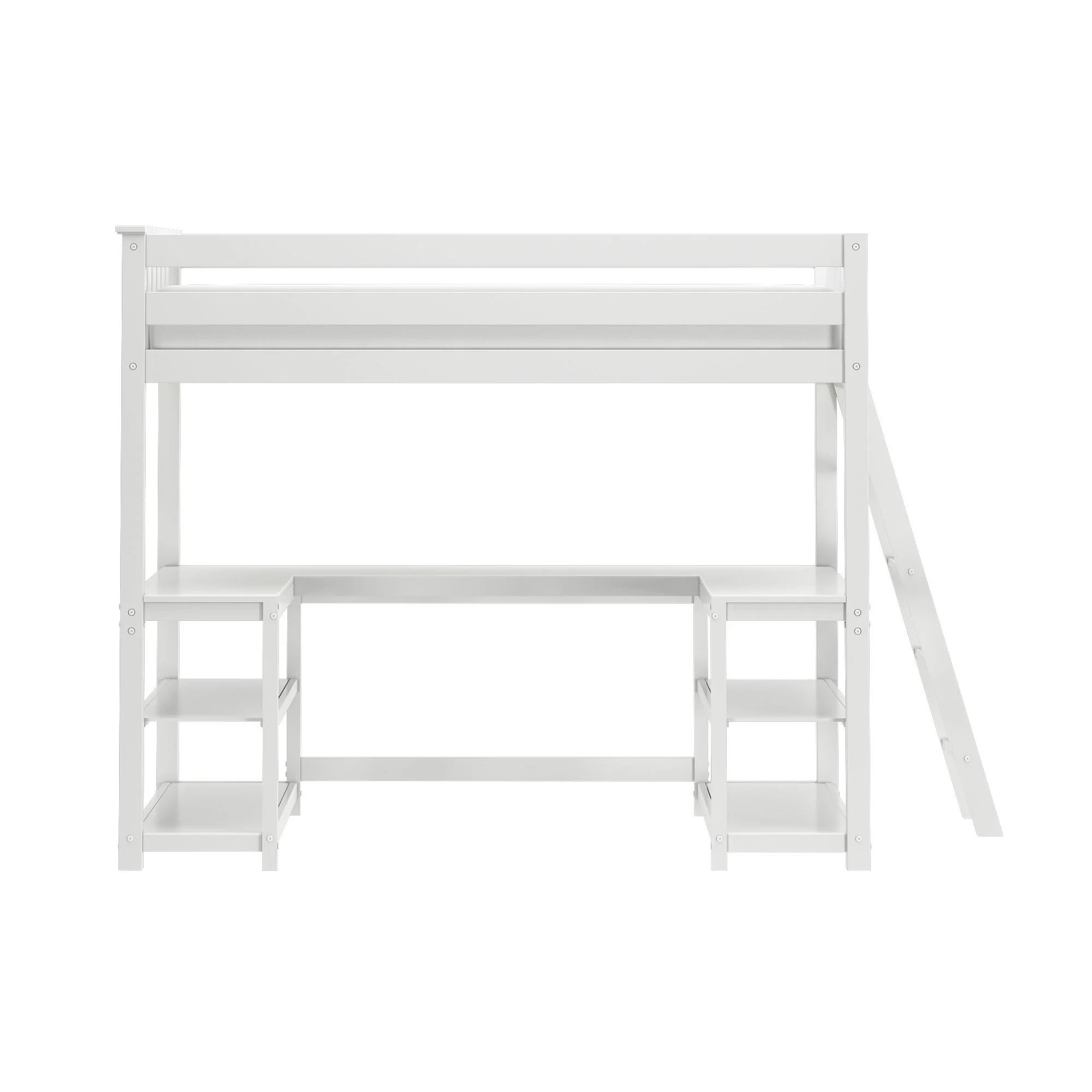 Twin Loft Bed With Wraparound Desk & Ladder On End - Image 4