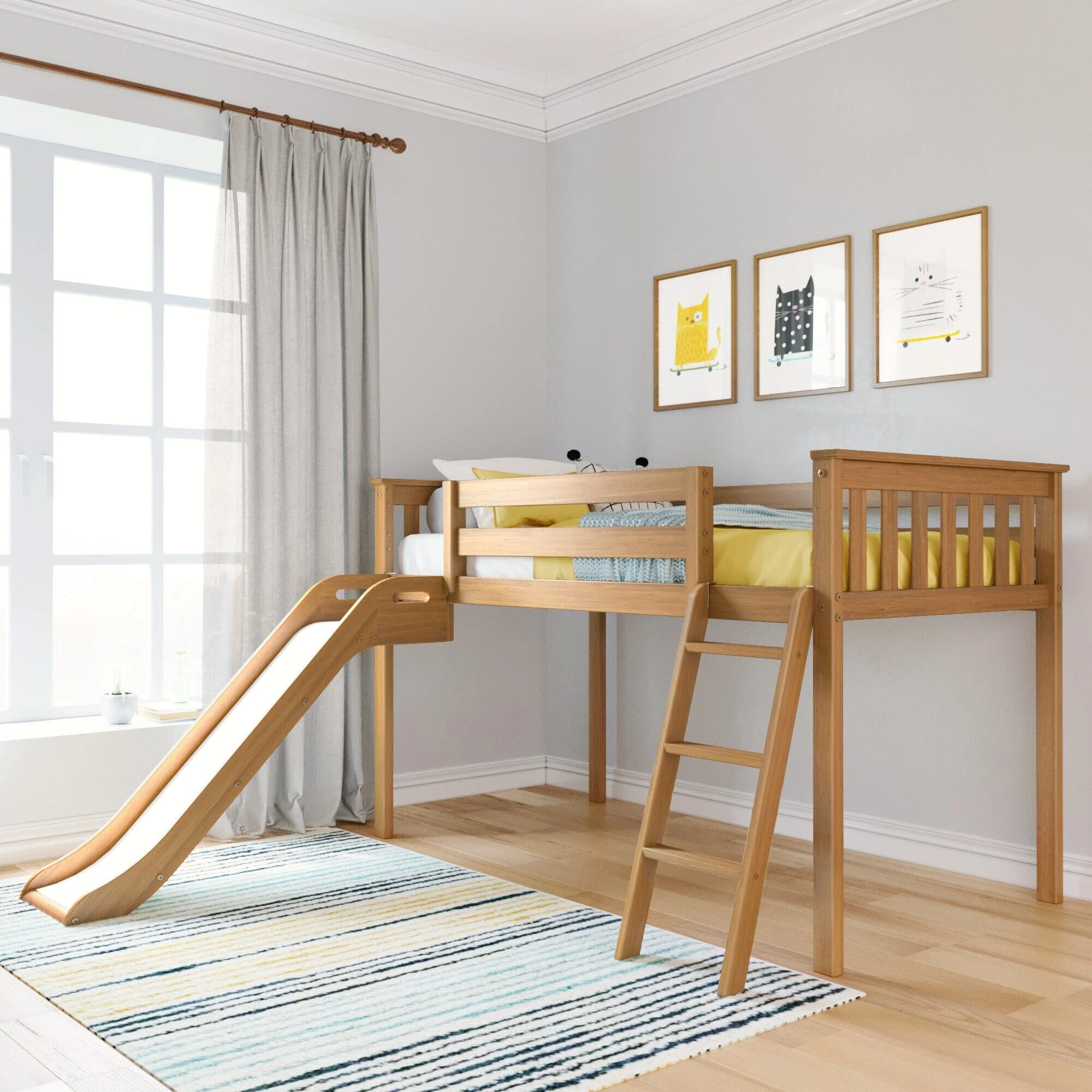 Twin Low Loft Bed With Slide - Image 3