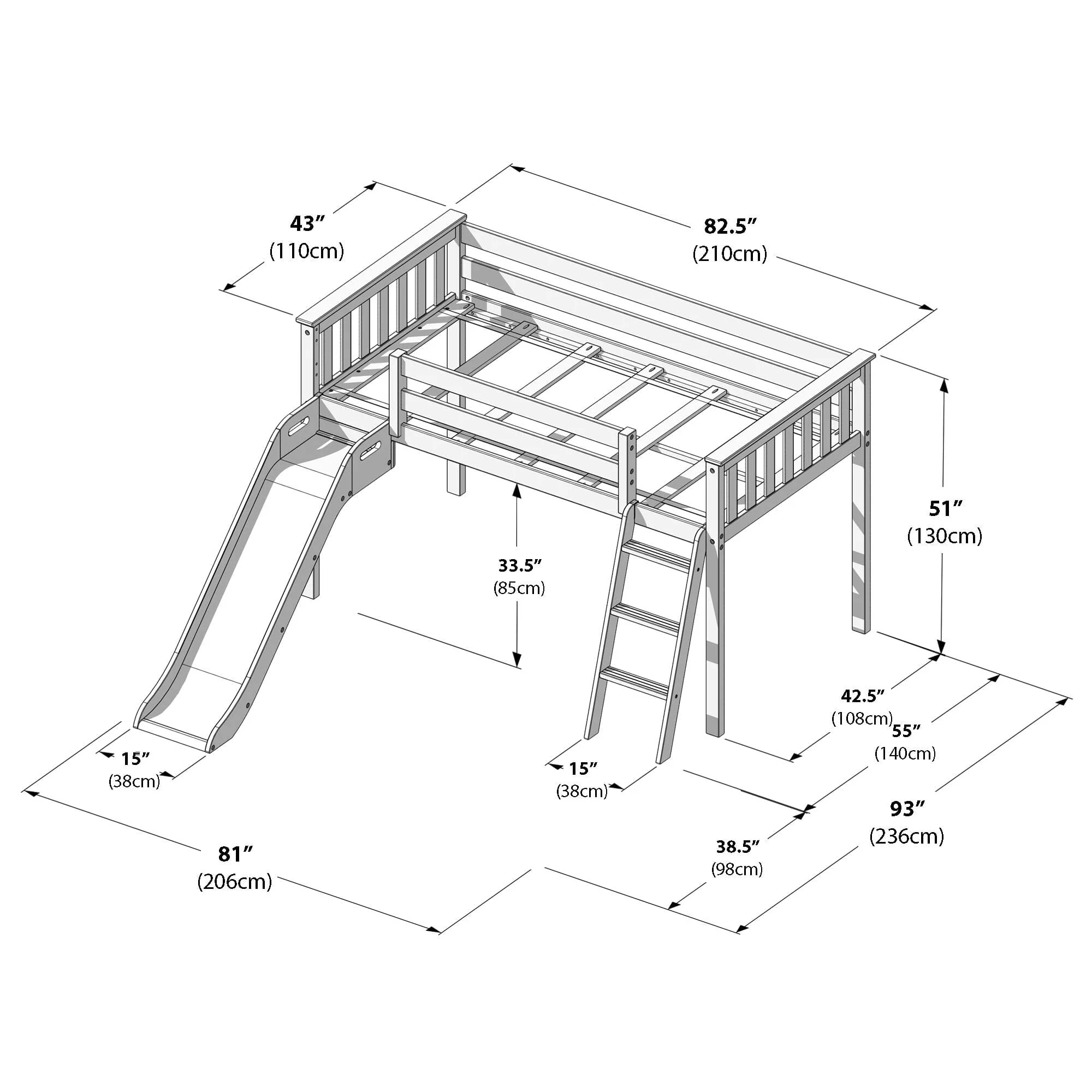 Twin Low Loft Bed With Slide - Image 35