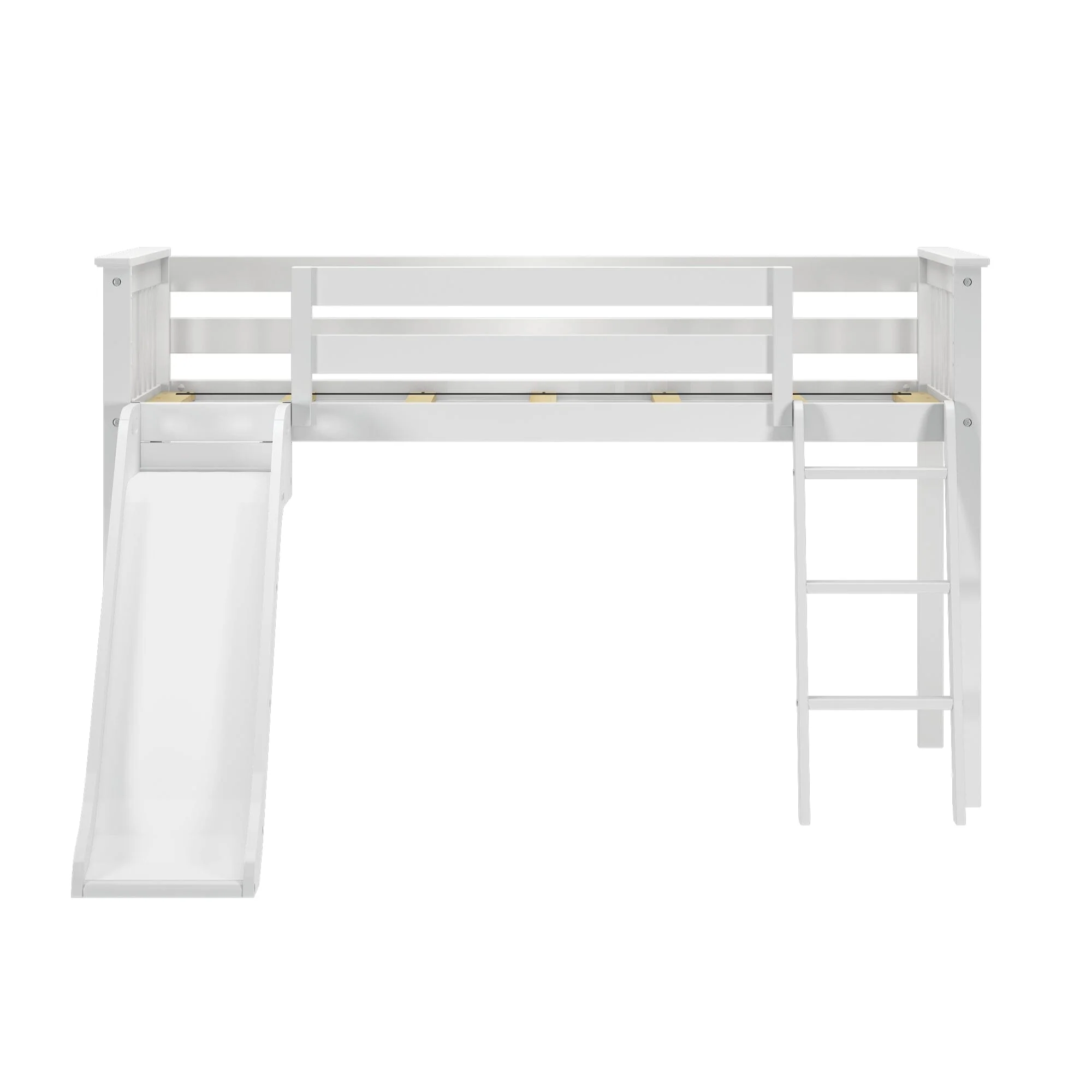 Twin Low Loft Bed with Slide & Firetruck Curtain - Image 7