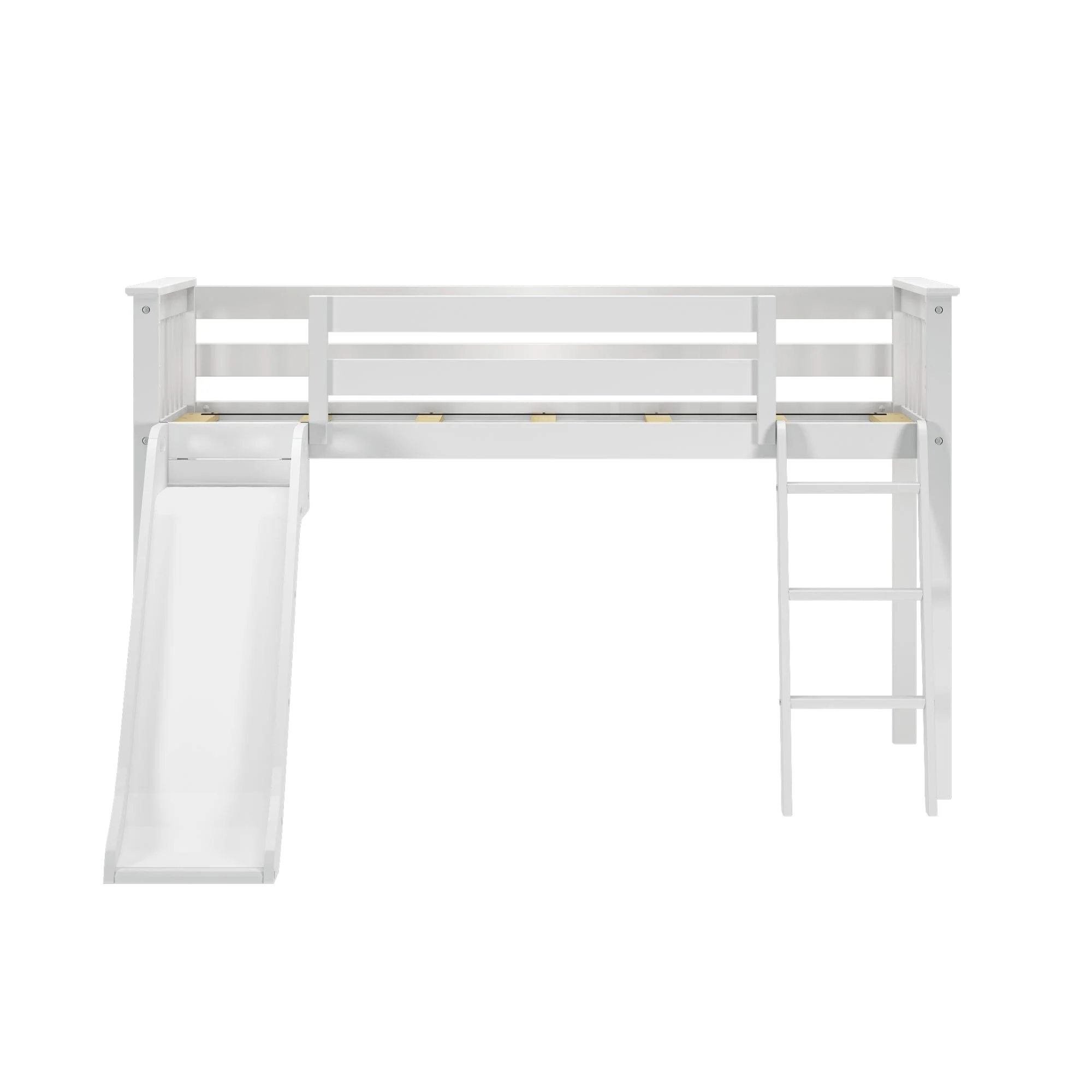 Twin Low Loft Bed with Slide & Princess Curtain - Image 8