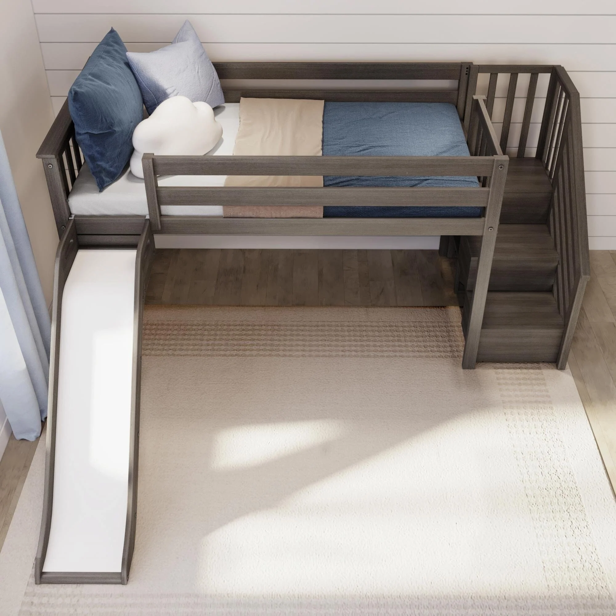 Twin Low Loft Bed With Slide & Stairs - Image 12