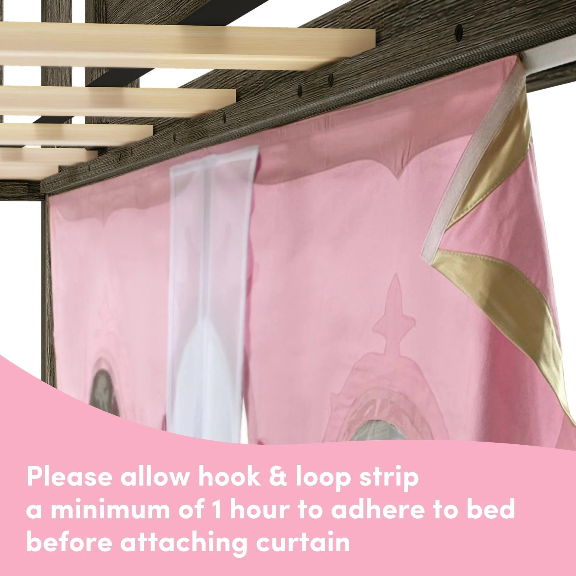 Twin Low Loft Bed with Stairs, Slide, and Princess Curtain - Image 8