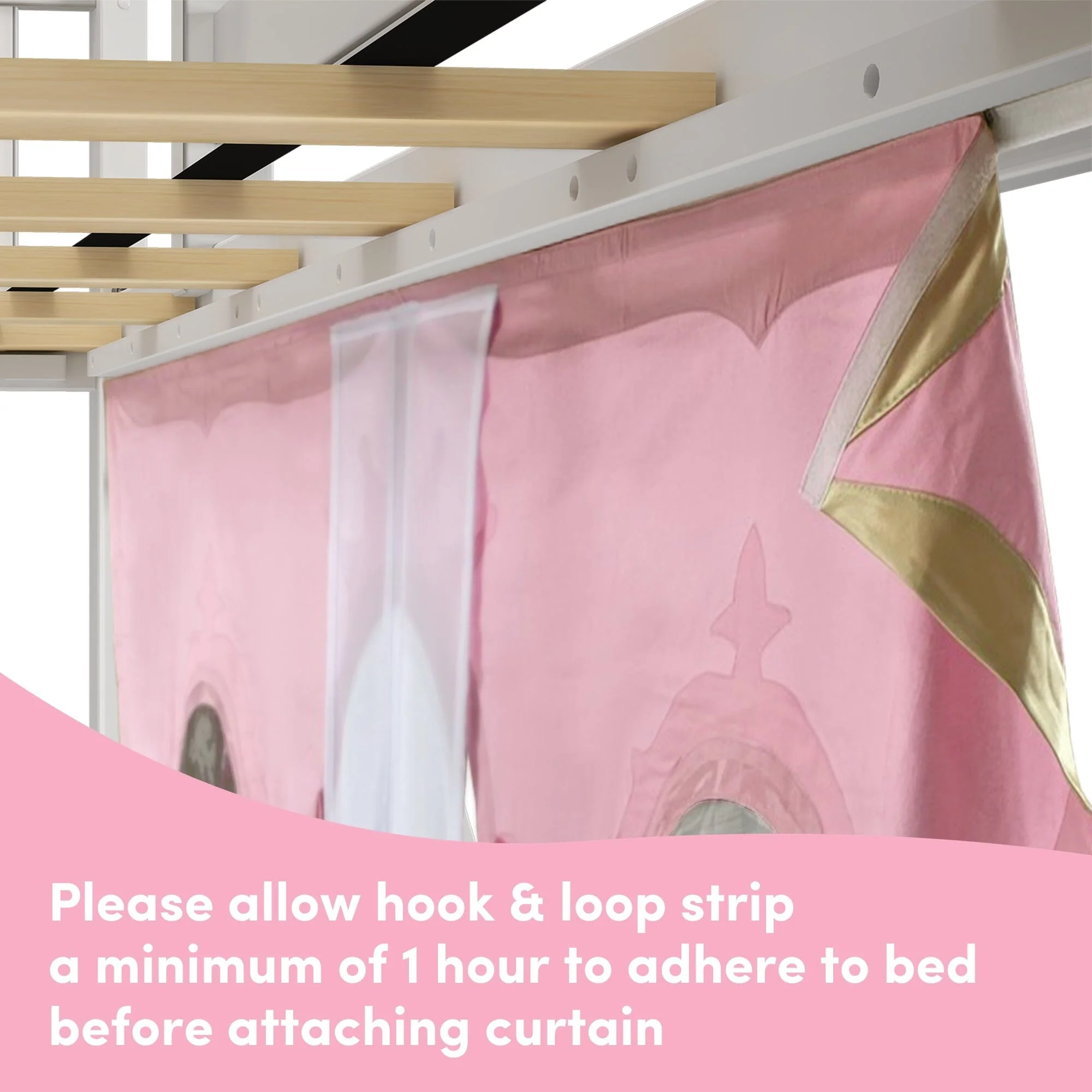 Twin Low Loft Bed with Stairs, Slide, and Princess Curtain - Image 9