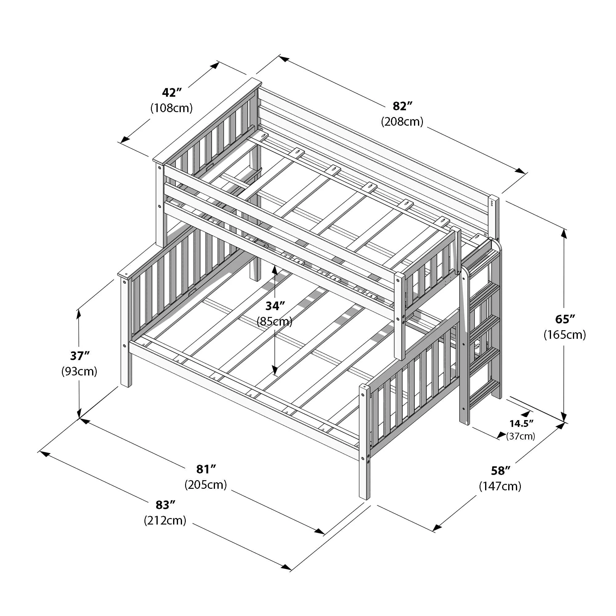 Twin Over Full Bunk Bed With Ladder on End - Image 32