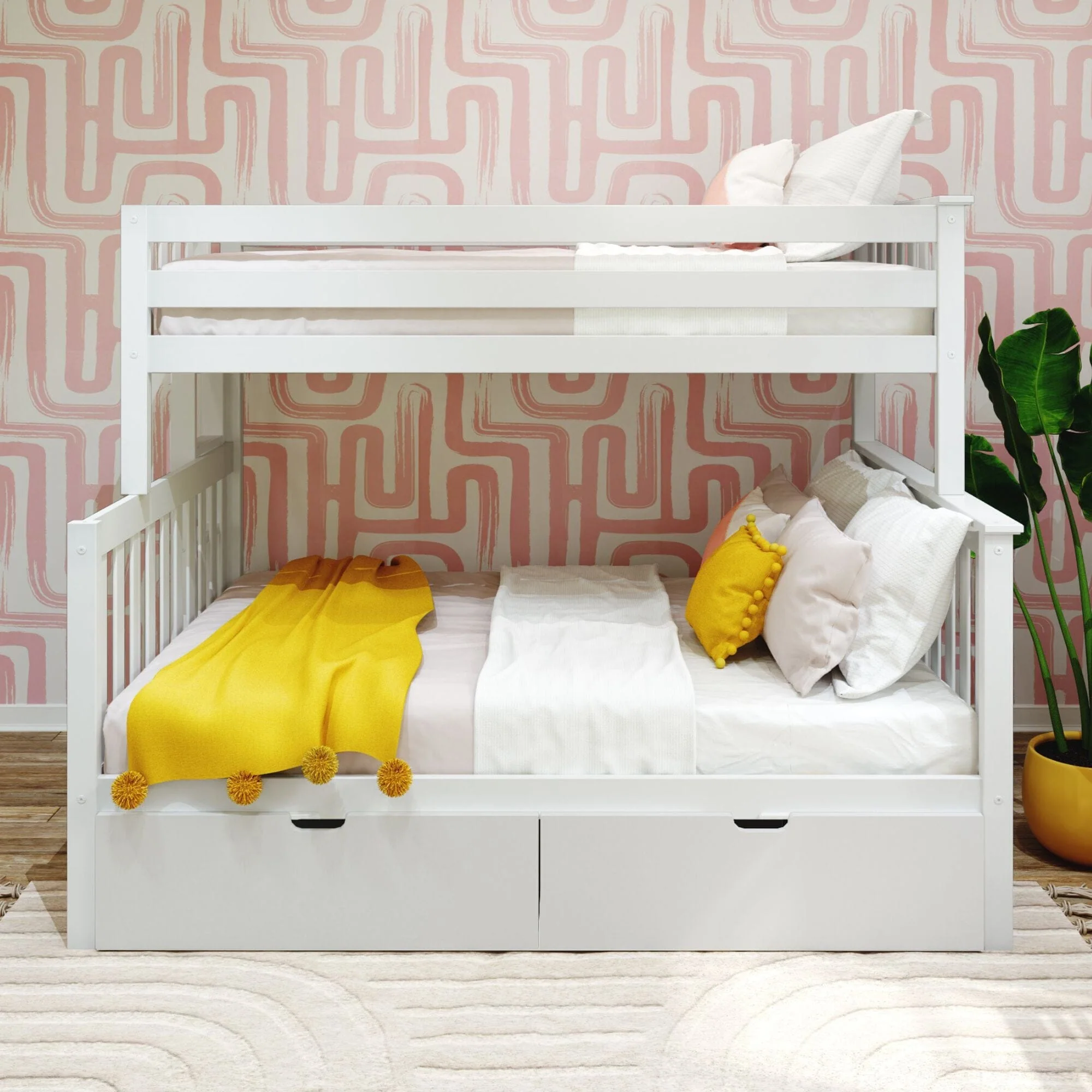 Twin Over Full Bunk Bed With Storage Drawers & Ladder on End - Image 5