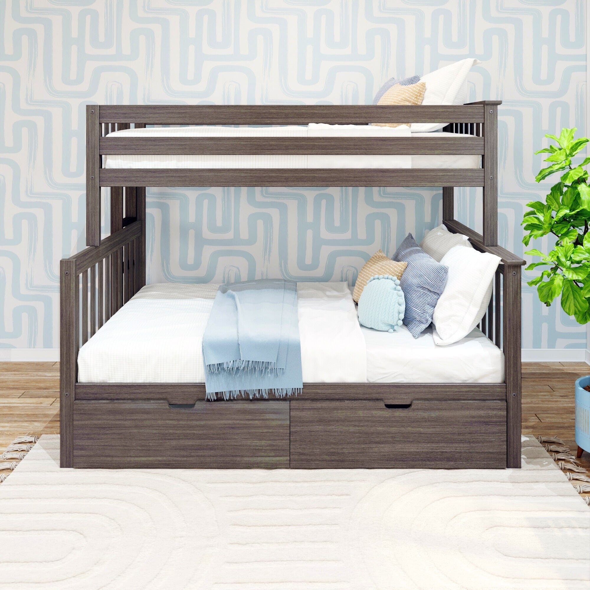 Twin Over Full Bunk Bed With Storage Drawers & Ladder on End - Image 8