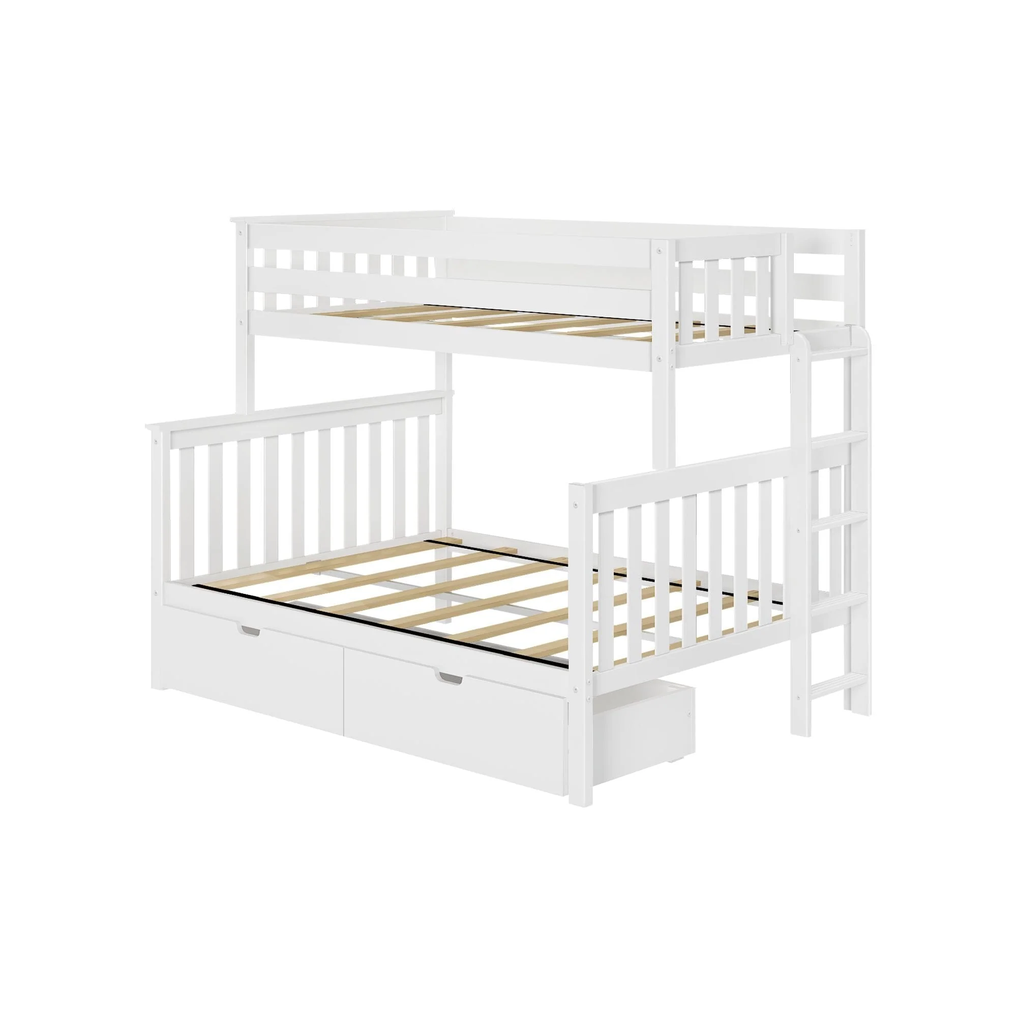 Twin Over Full Bunk Bed With Storage Drawers & Ladder on End - Image 9