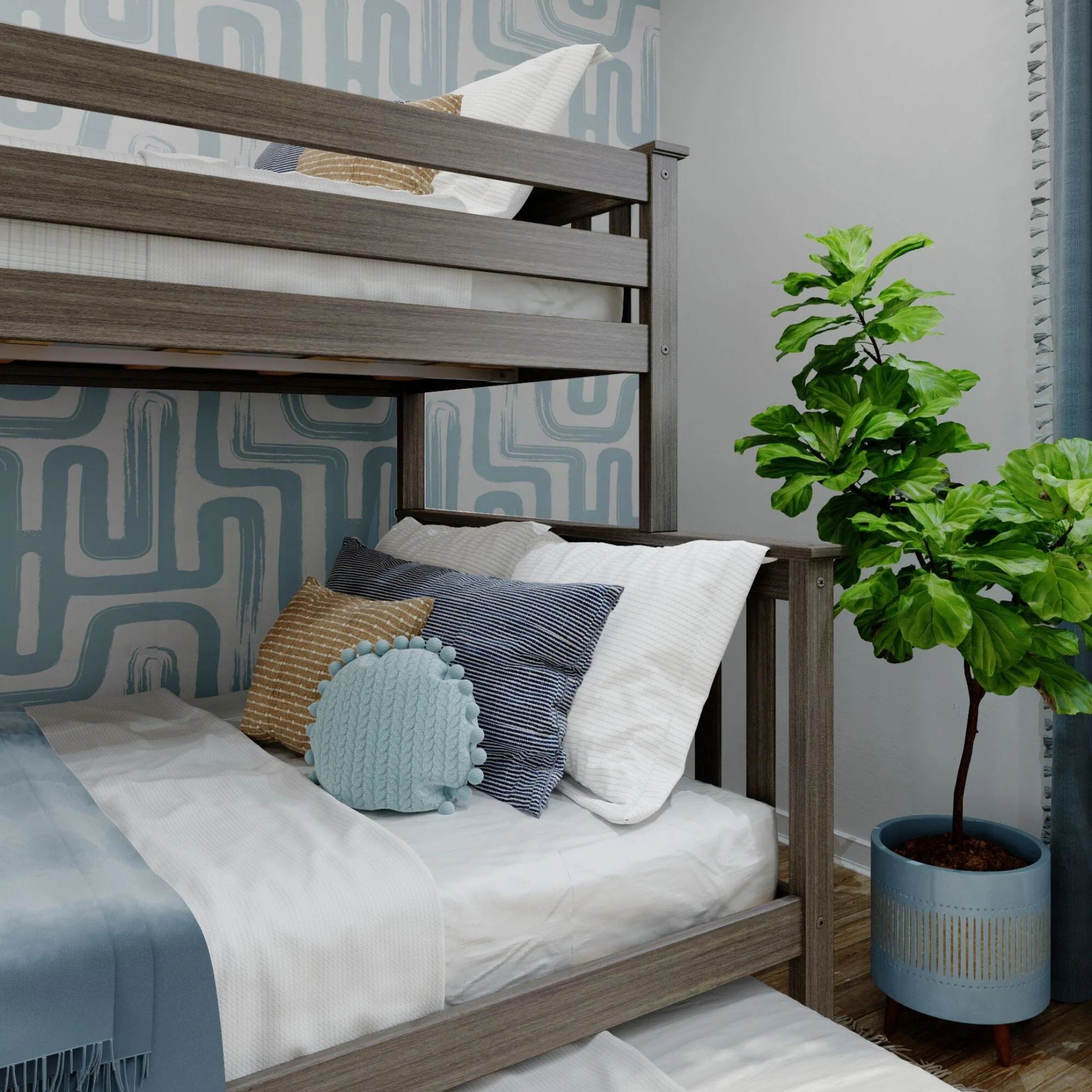Twin Over Full Bunk Bed With Ladder on End & Trundle - Image 14