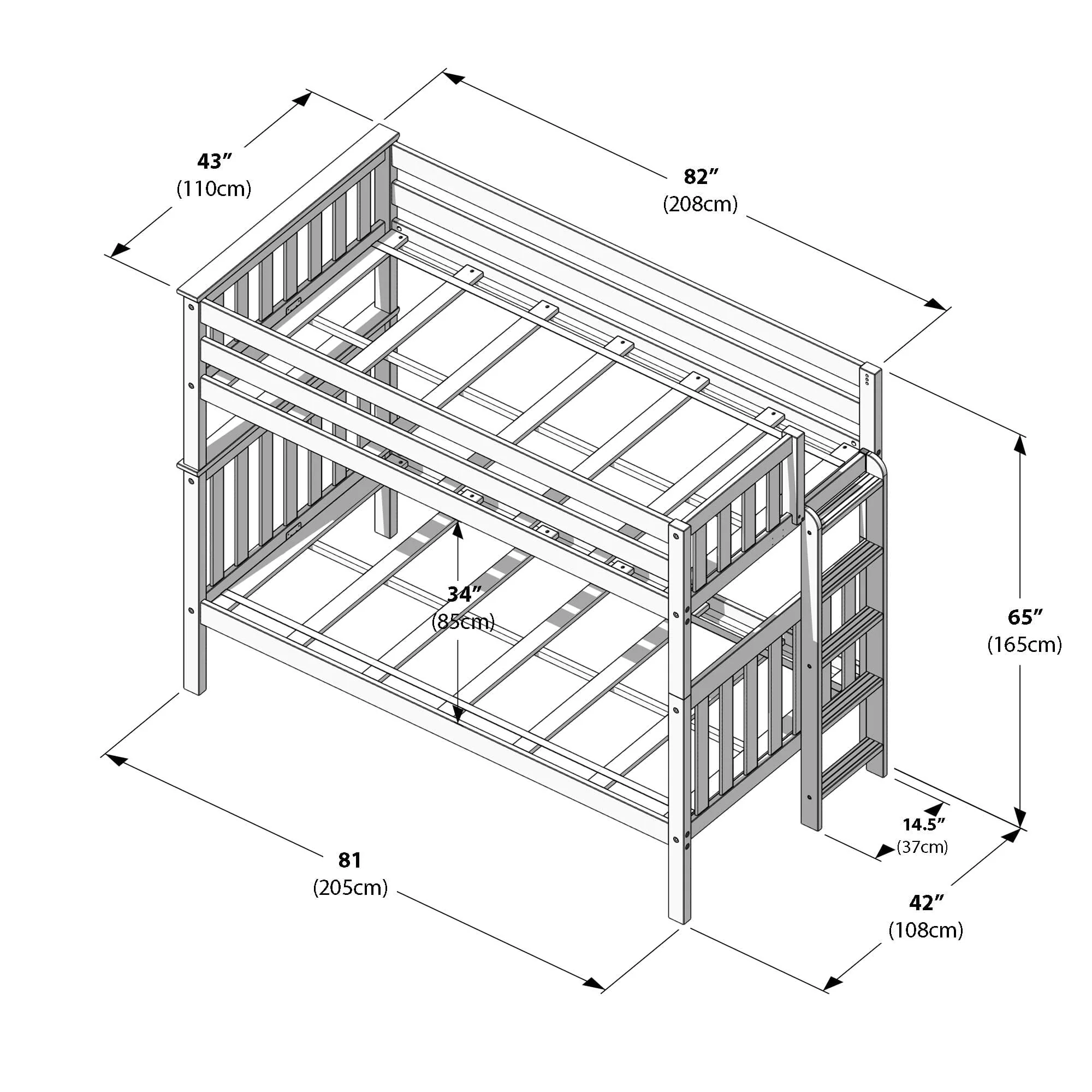 Twin Over Twin Bunk Bed With Ladder on End - Image 33