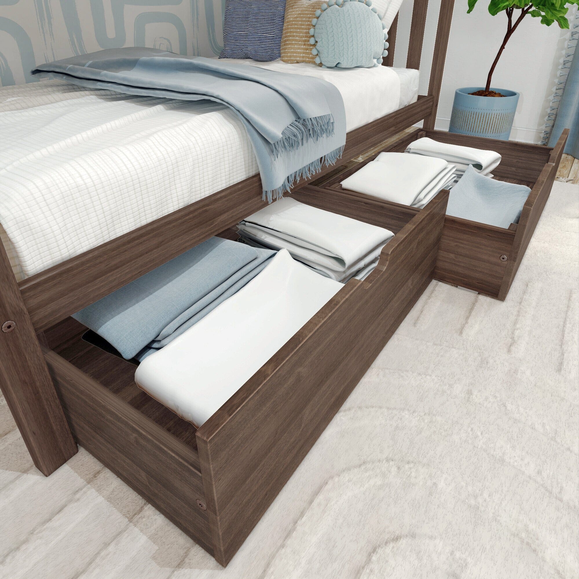 Twin Over Twin Bunk Bed With Storage Drawers & Ladder on End - Image 16