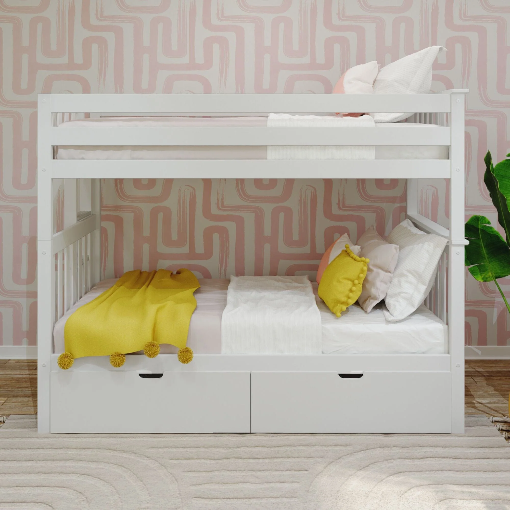 Twin Over Twin Bunk Bed With Storage Drawers & Ladder on End - Image 5