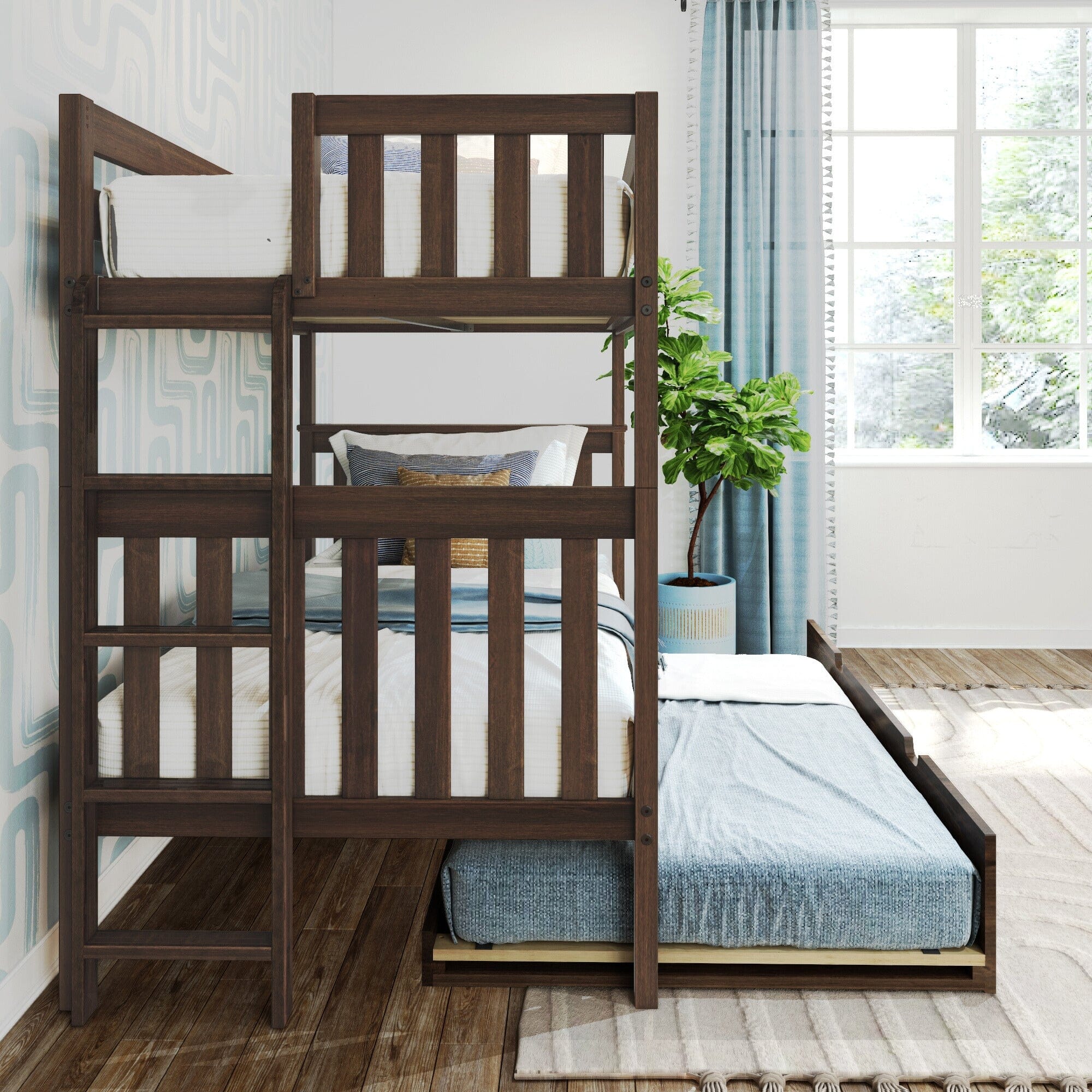 Twin Over Twin Bunk Bed With Trundle & Ladder on End - Image 24