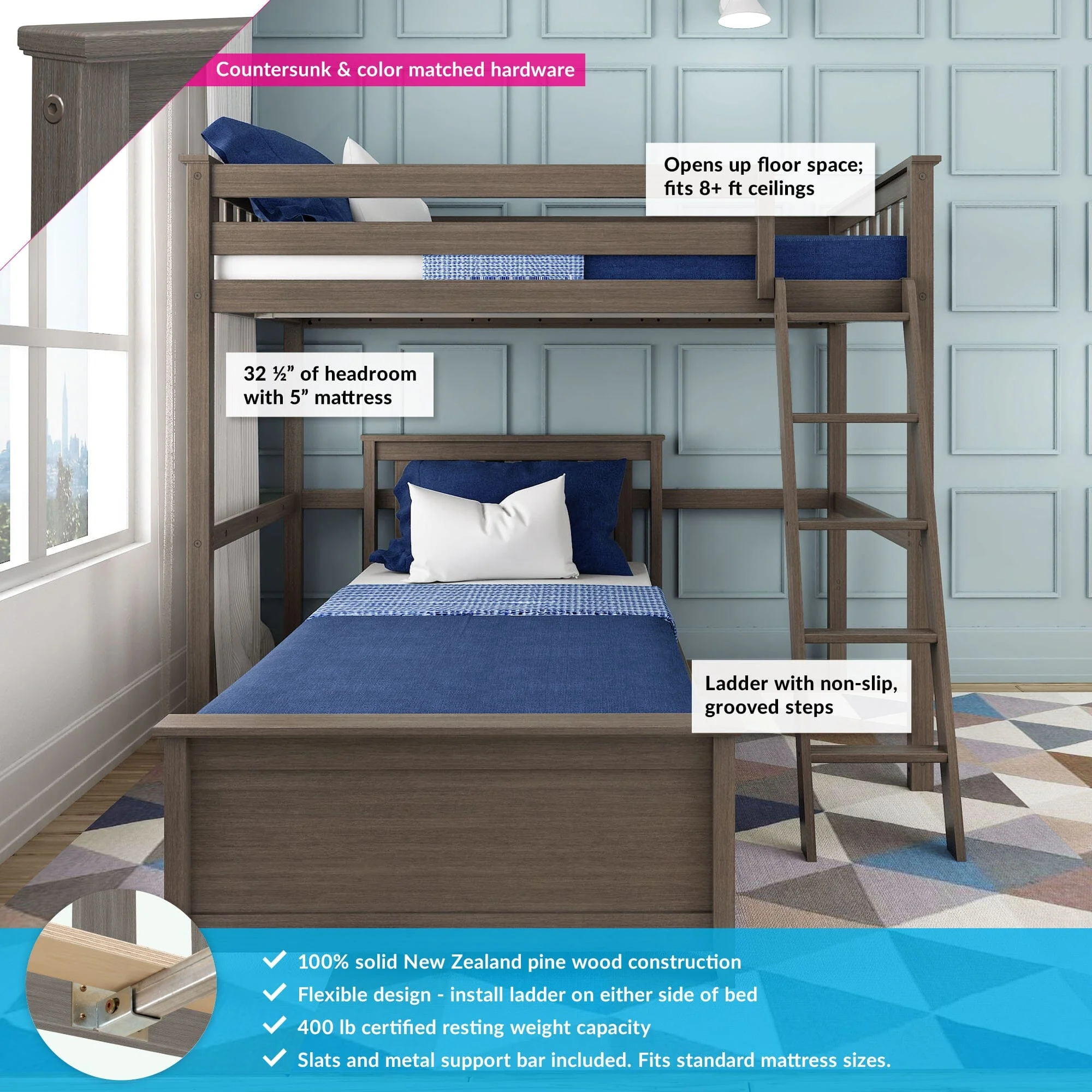 Twin Over Twin L-Shaped Bunk Bed - Image 4