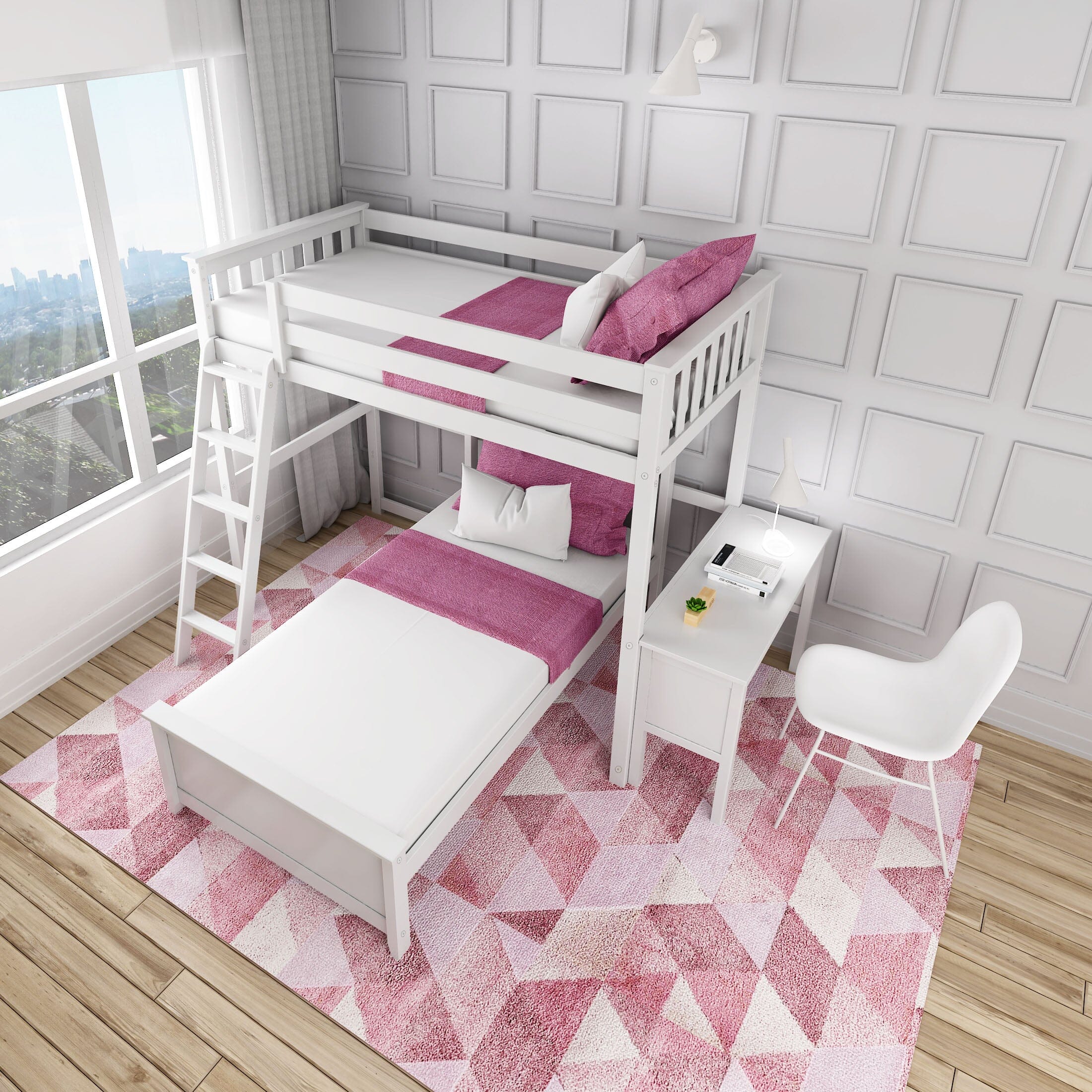 Twin Over Twin L-Shaped Bunk Bed With Desk - Image 10