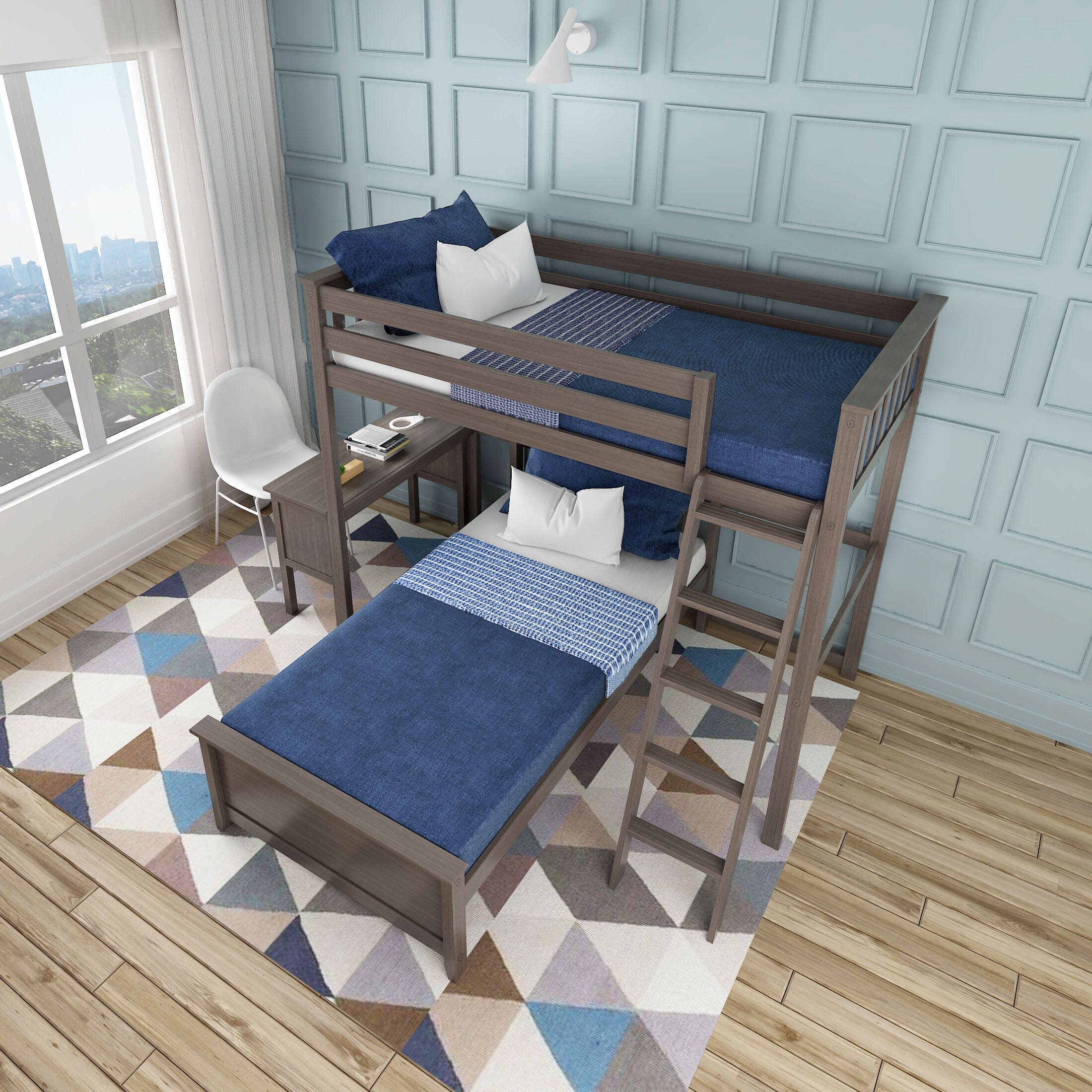 Twin Over Twin L-Shaped Bunk Bed With Desk - Image 11