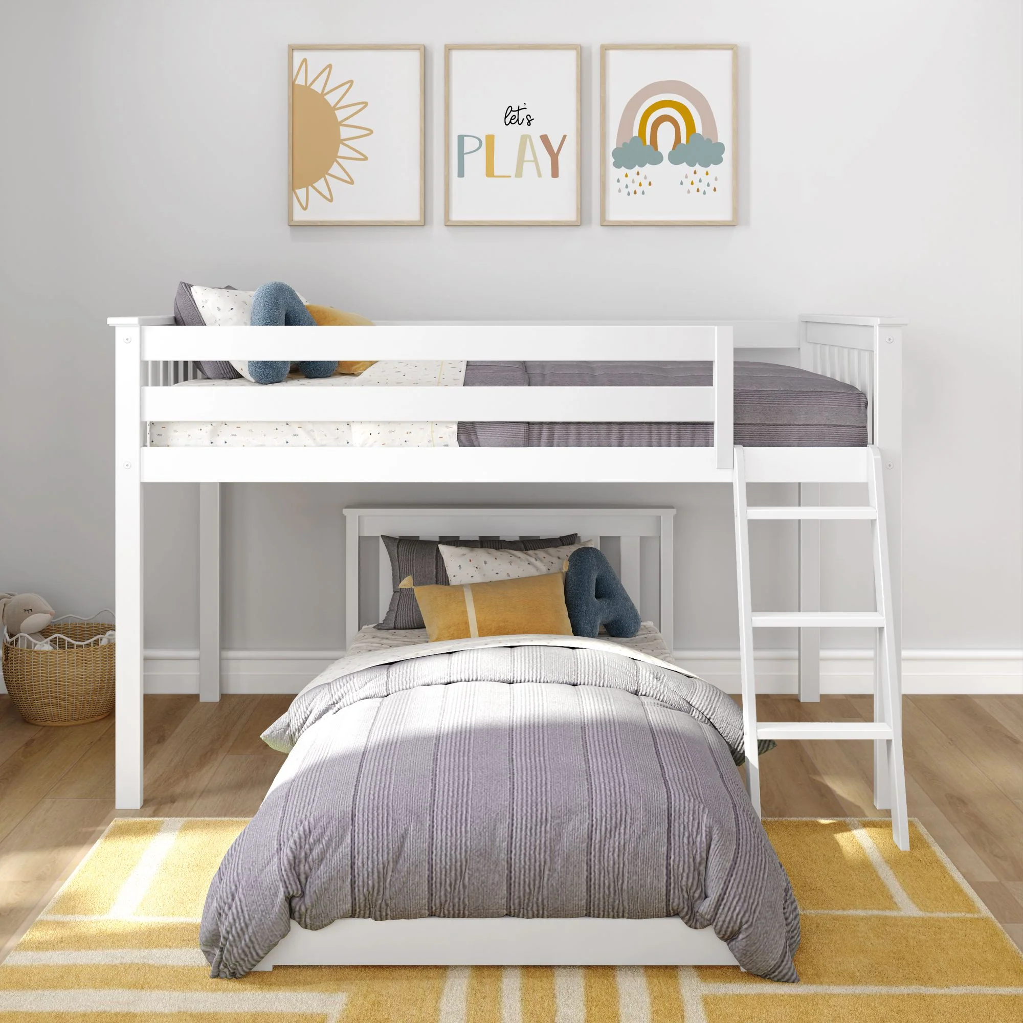 Twin Over Twin L-Shaped Low Bunk Bed - Image 2
