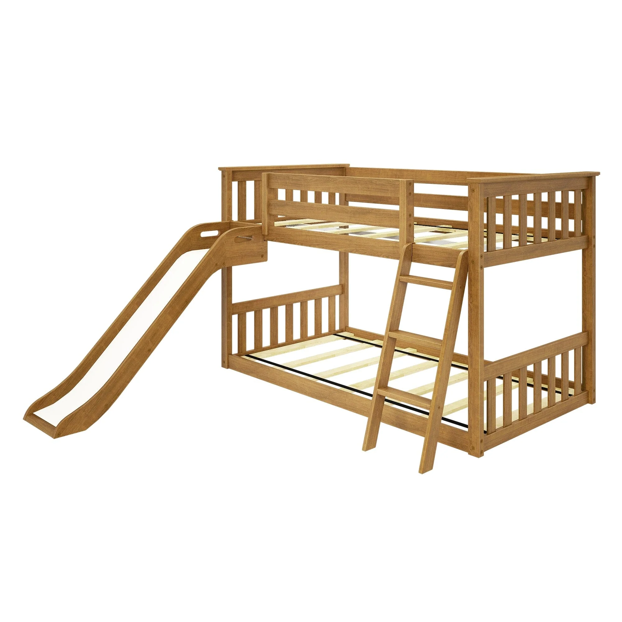 Twin Over Twin Low Bunk Bed With Slide - Image 11