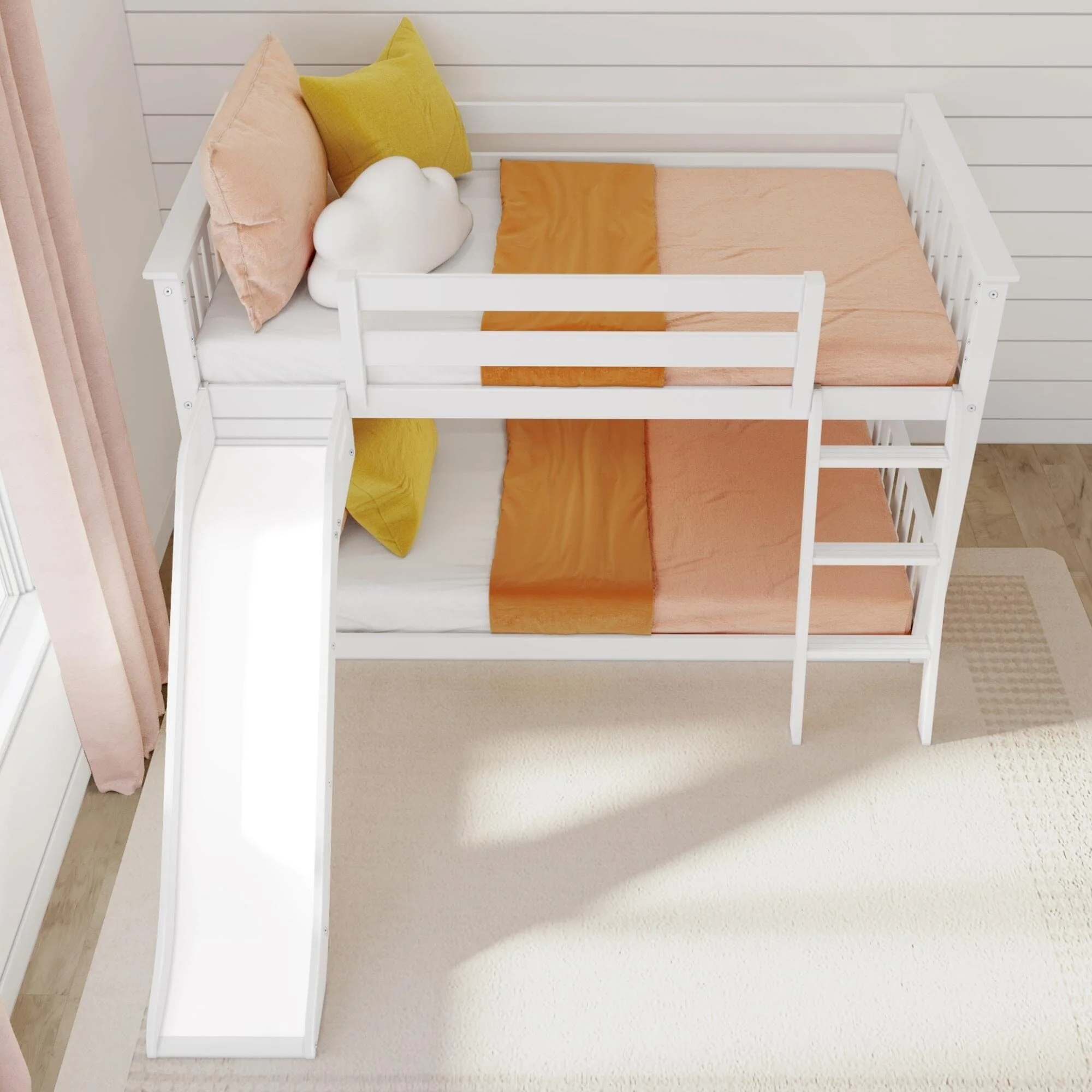 Twin Over Twin Low Bunk Bed With Slide - Image 21