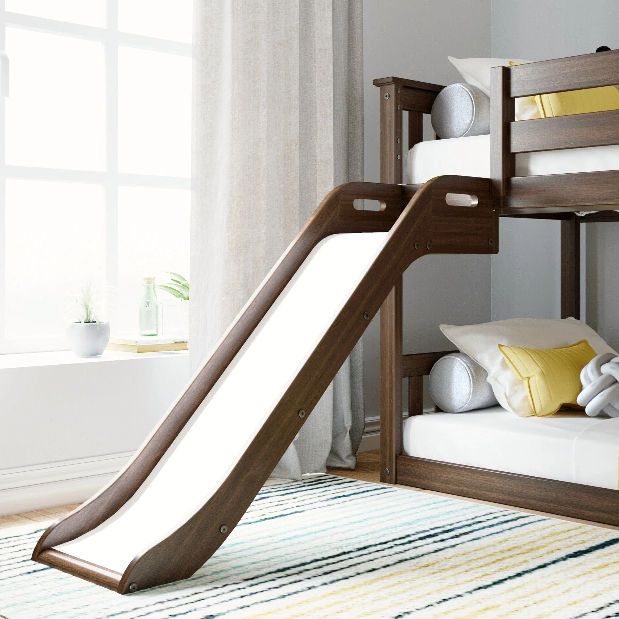 Twin Over Twin Low Bunk Bed With Slide - Image 8