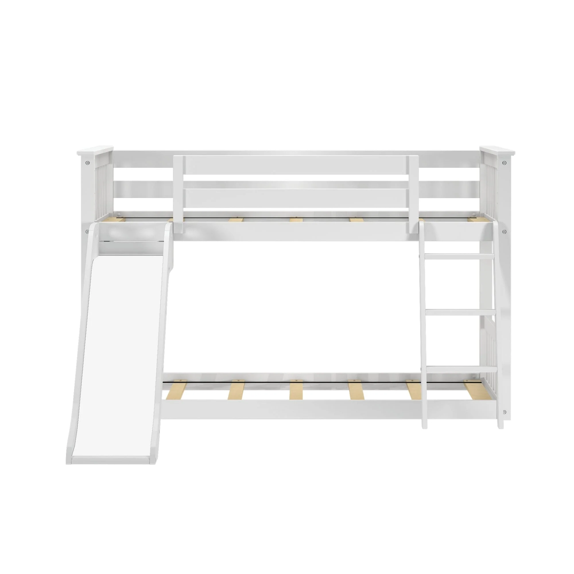Twin Over Twin Low Bunk Bed with Slide & Camper Van Curtain - Image 7