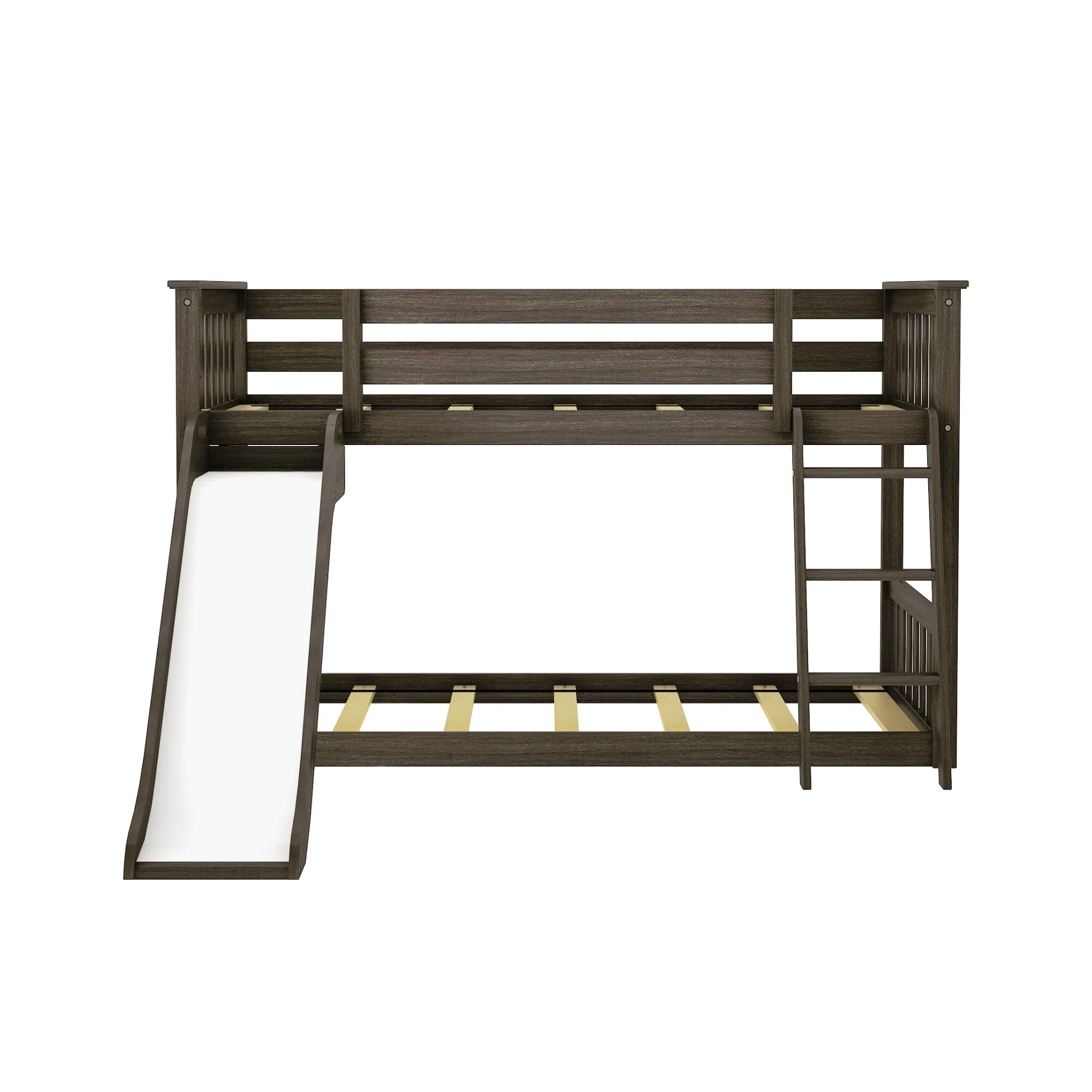 Twin Over Twin Low Bunk Bed with Slide & Camper Van Curtain - Image 8