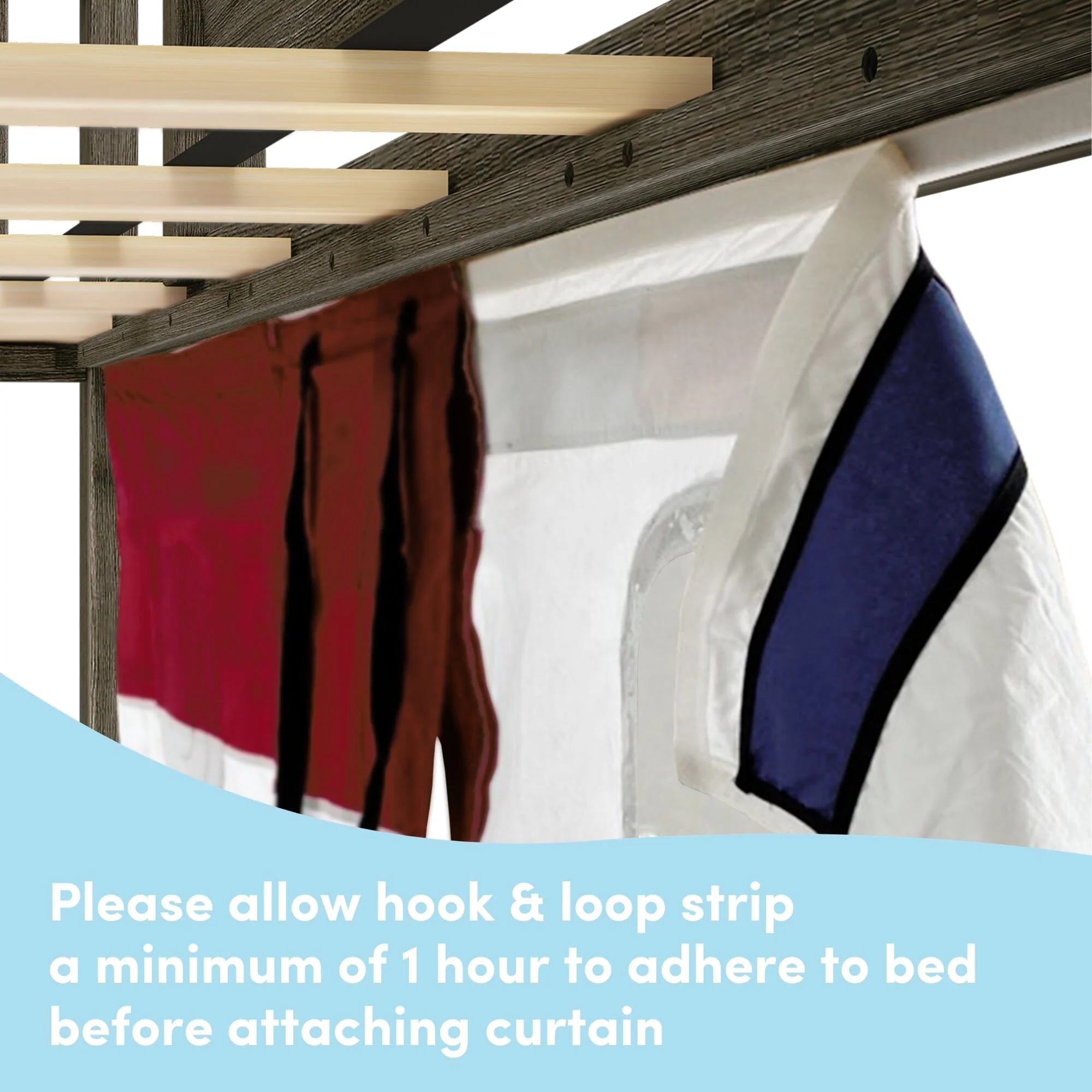 Twin Over Twin Low Bunk Bed with Slide & Firetruck Curtain - Image 9