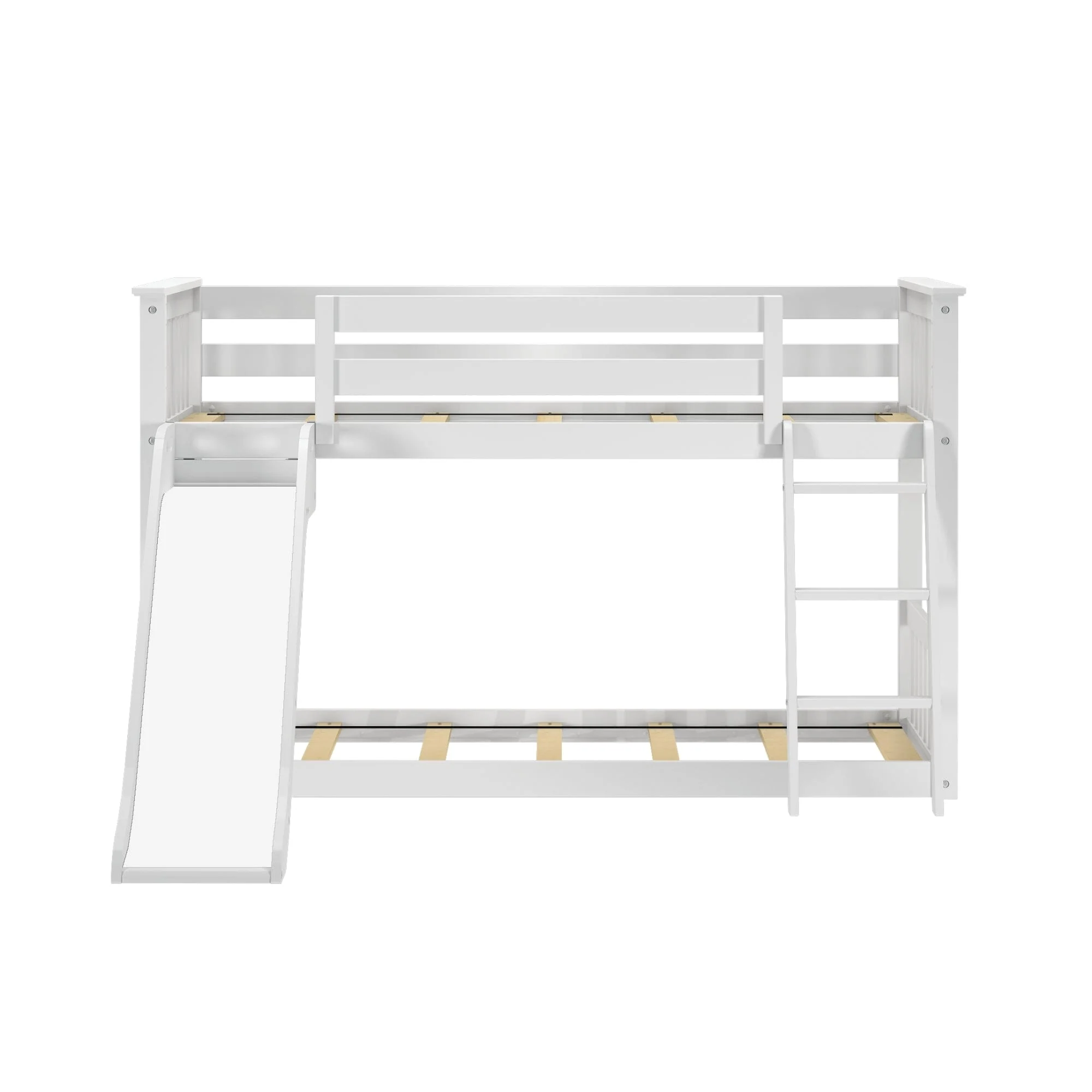Twin Over Twin Low Bunk Bed with Slide & Princess Curtain - Image 7