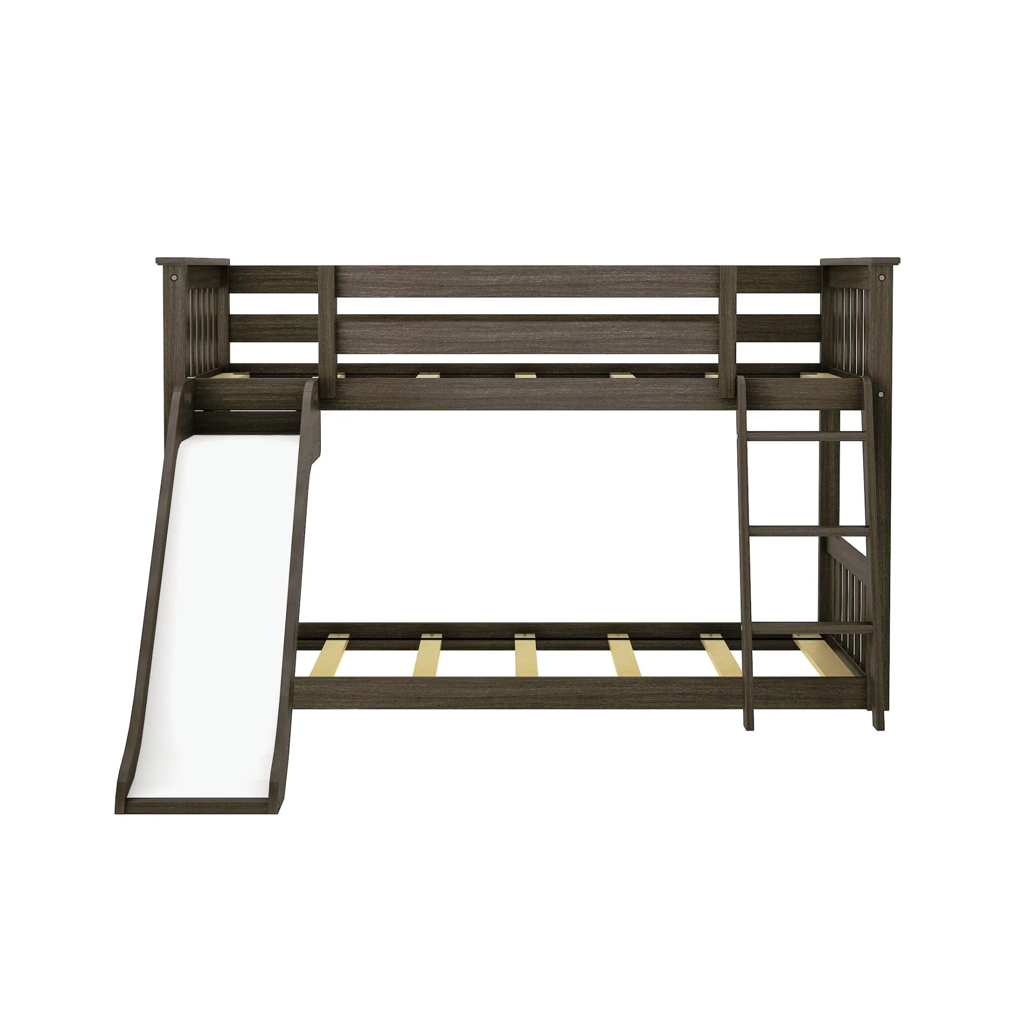 Twin Over Twin Low Bunk Bed with Slide & Princess Curtain - Image 8